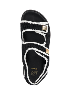 Dune London Luffle Contrast Double Buckle Flatform Sandals, Black - view 2, Black