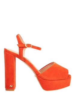 Dune London Mayci Suede Heeled Platform Sandals, Orange
