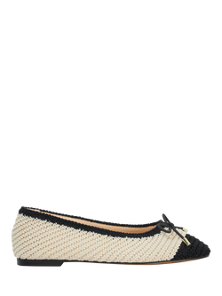Dune London Highland Woven Contrast Ballerina Pumps, Cream, Cream