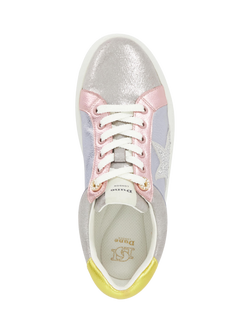 Dune London Emeelia Star Leather Embellished Lace Up Trainers, Multi - view 2, Multi