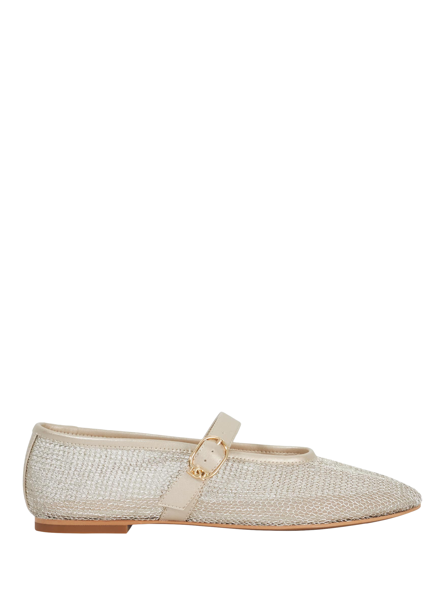 Product image 1 of 6, which shows Dune London Headline Woven Fabric Ballet Flats, Gold, EU36