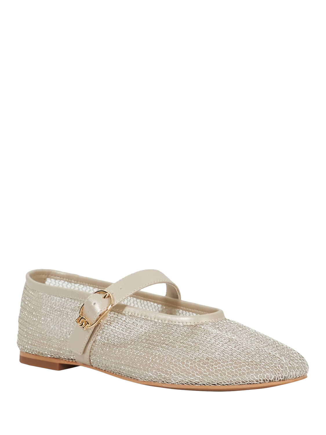 Product image 4 of 6, which shows Dune London Headline Woven Fabric Ballet Flats, Gold, EU36