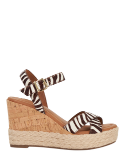 Dune London Kindest Leather Zebra Wedge Sandals, Multi, Multi