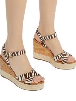 Dune London Kindest Leather Zebra Wedge Sandals, Multi - view 2, Multi