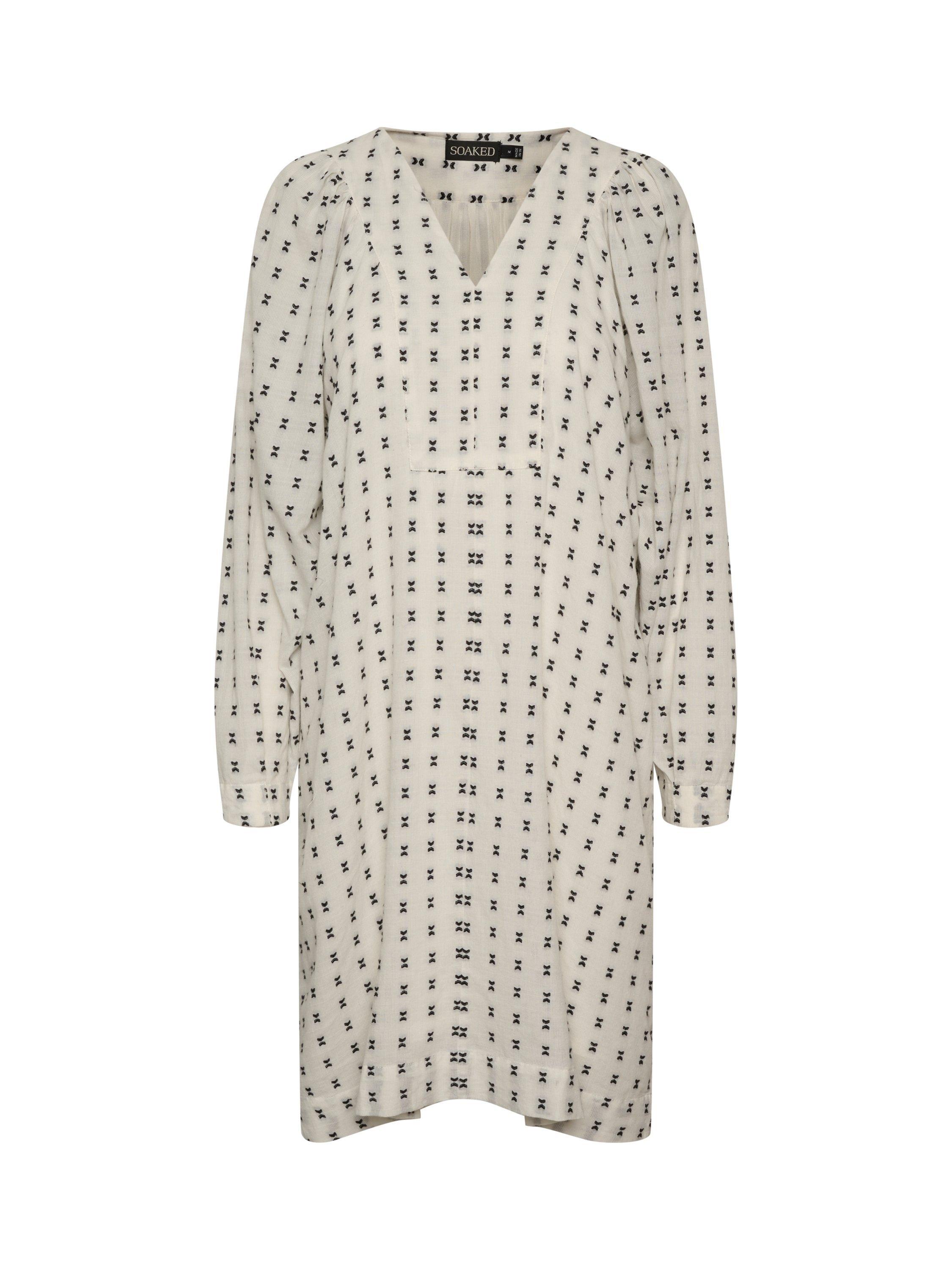 Product image 1 of 2, which shows Soaked In Luxury Hella Dobby Dress, Black/White, XS