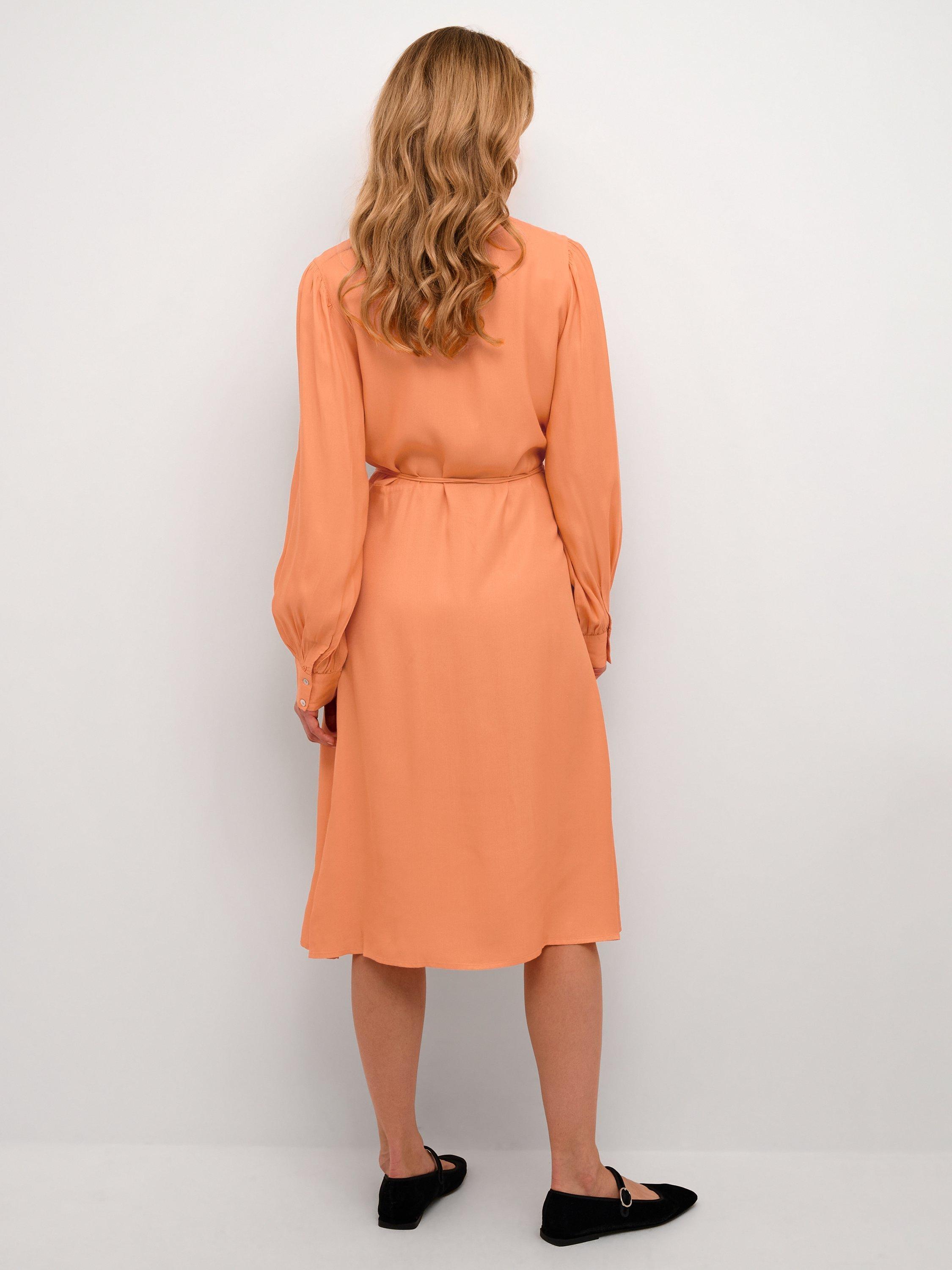 Product image 2 of 6, which shows Soaked In Luxury Cattie Wrap Dress, Mid Orange, XS