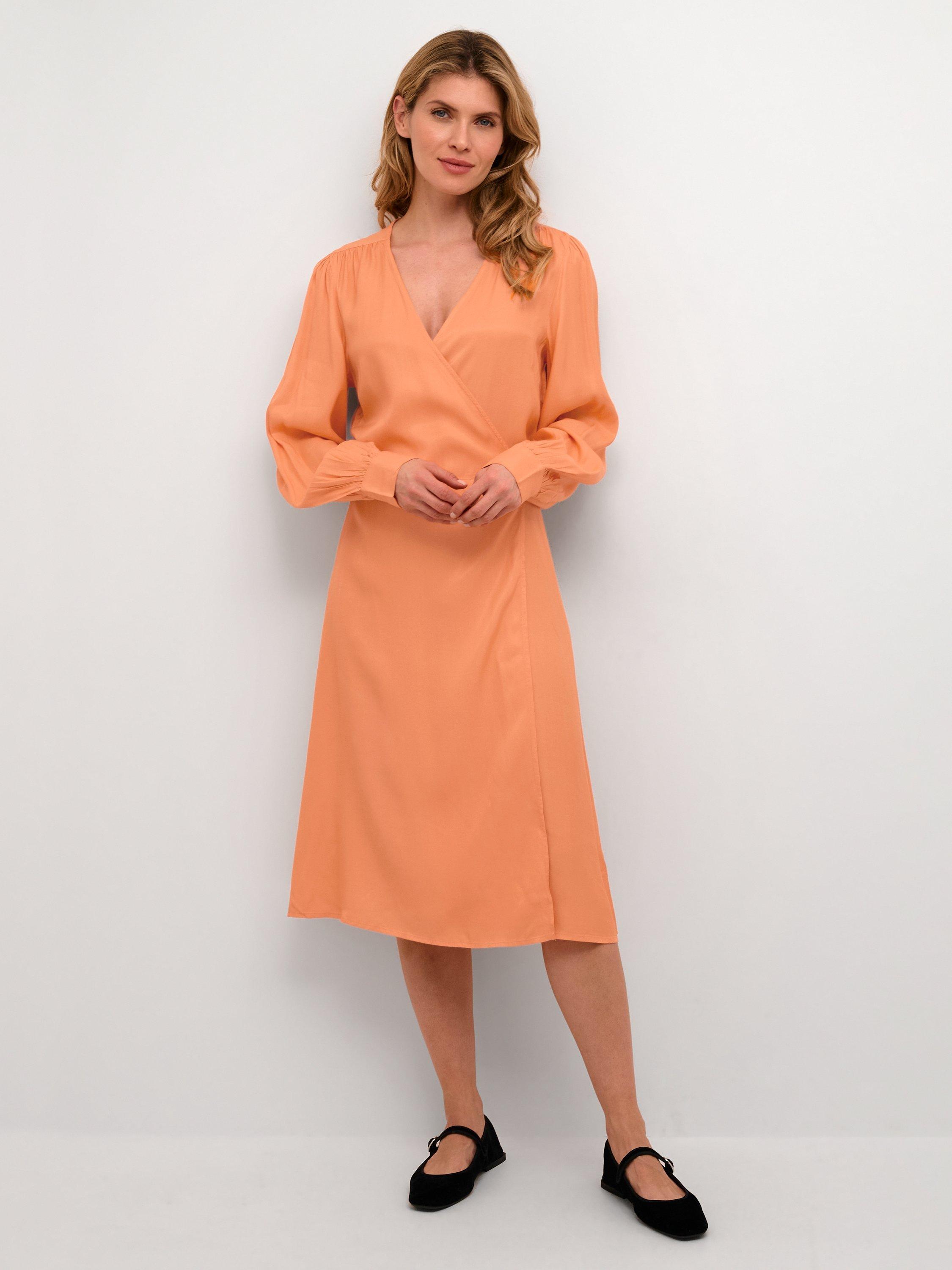 Product image 3 of 6, which shows Soaked In Luxury Cattie Wrap Dress, Mid Orange, XS