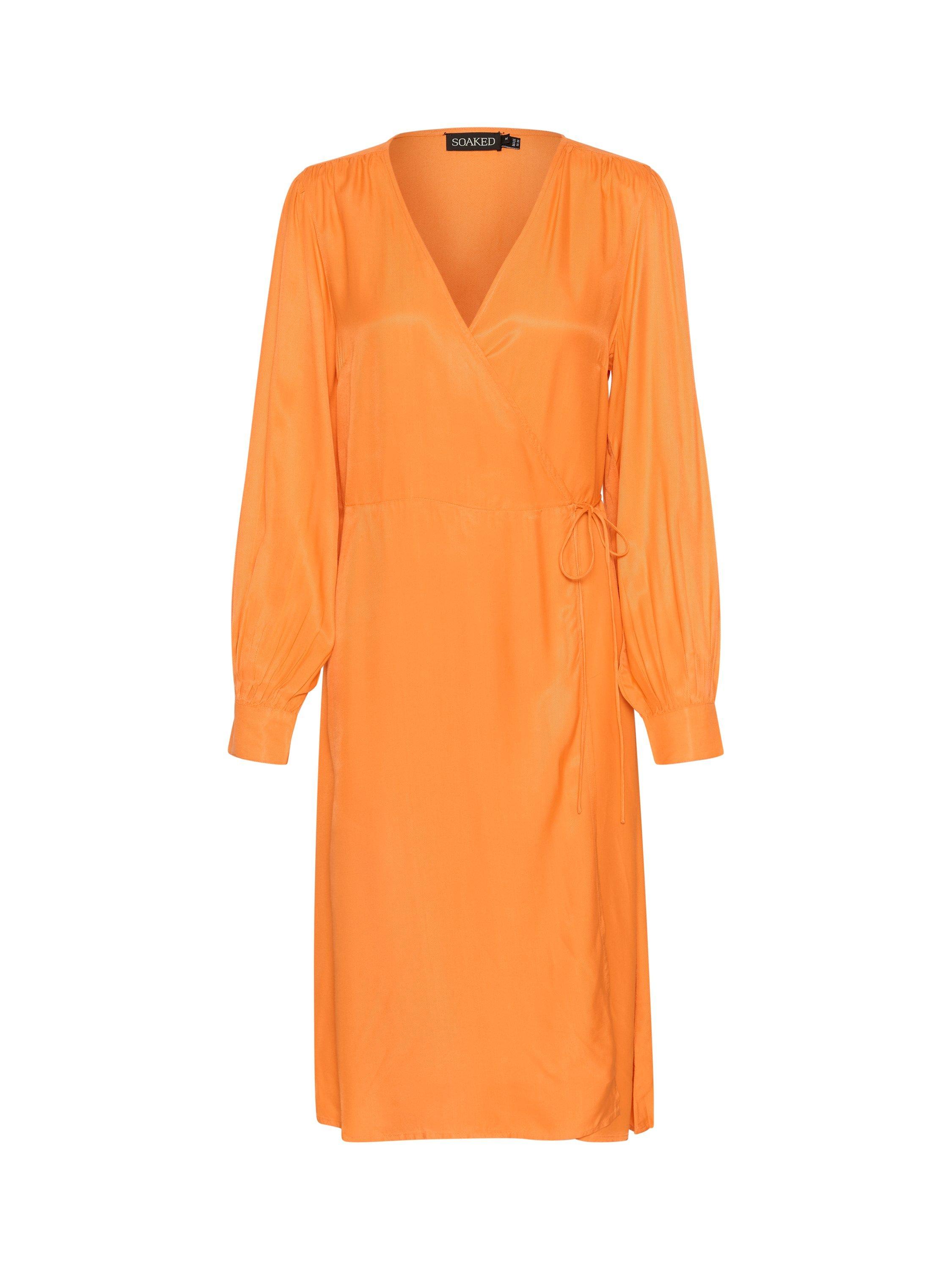 Product image 5 of 6, which shows Soaked In Luxury Cattie Wrap Dress, Mid Orange, XS