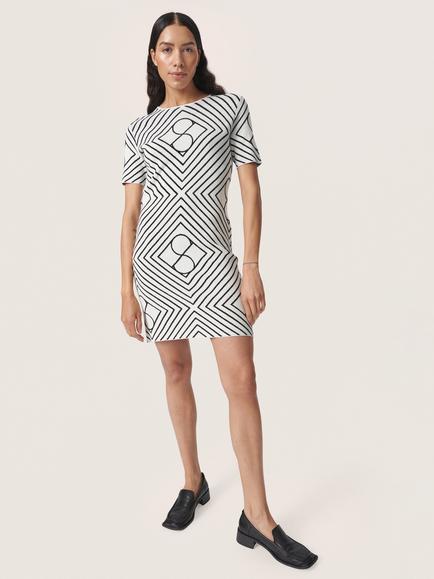 Soaked In Luxury Clare Monogram Mini Dress, White/Black, White/Black