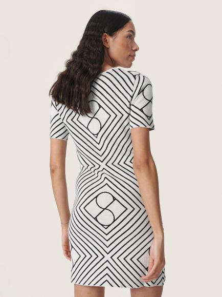 Soaked In Luxury Clare Monogram Mini Dress, White/Black - view 2, White/Black