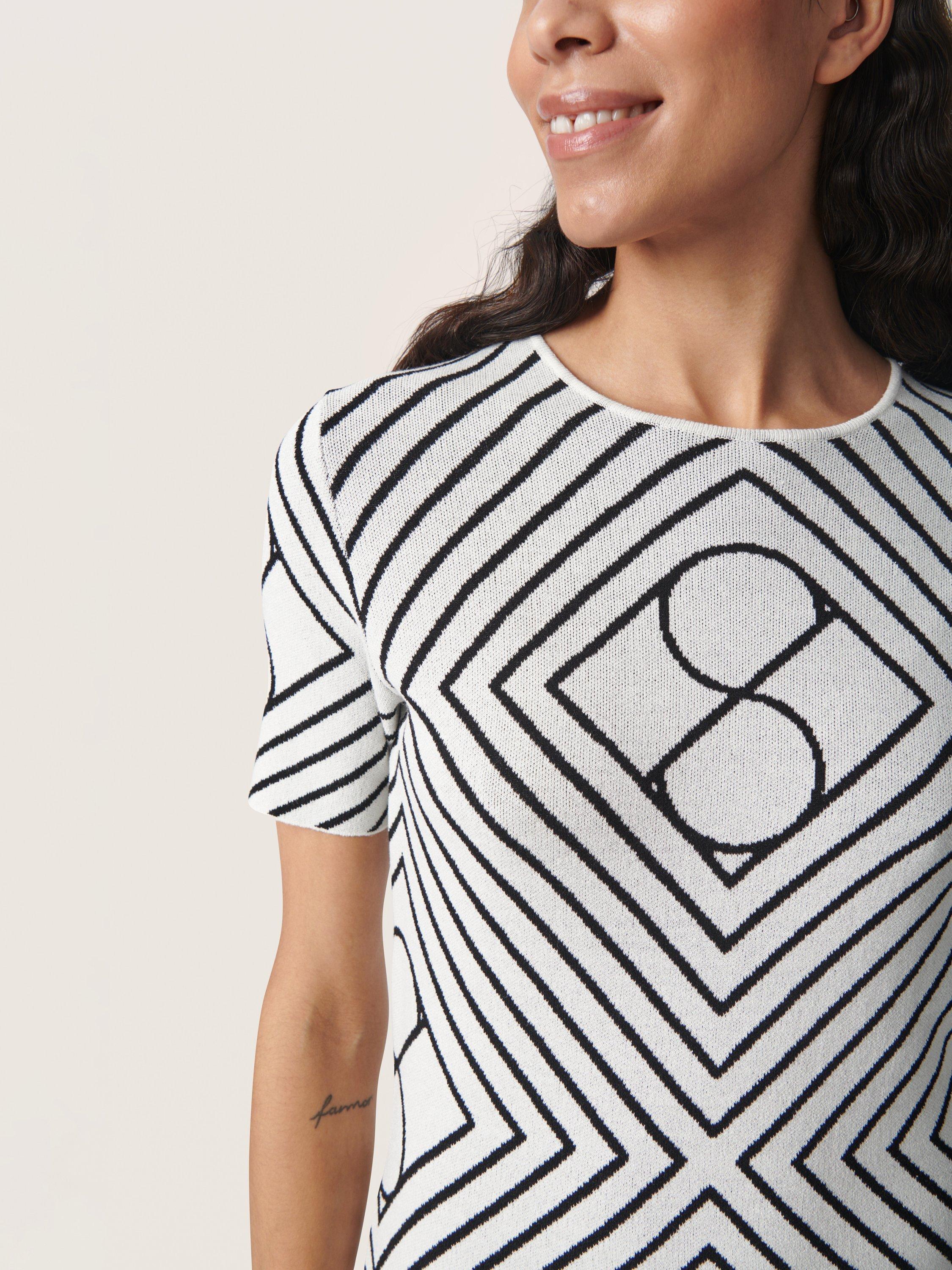 Product image 4 of 6, which shows Soaked In Luxury Clare Monogram Mini Dress, White/Black, S