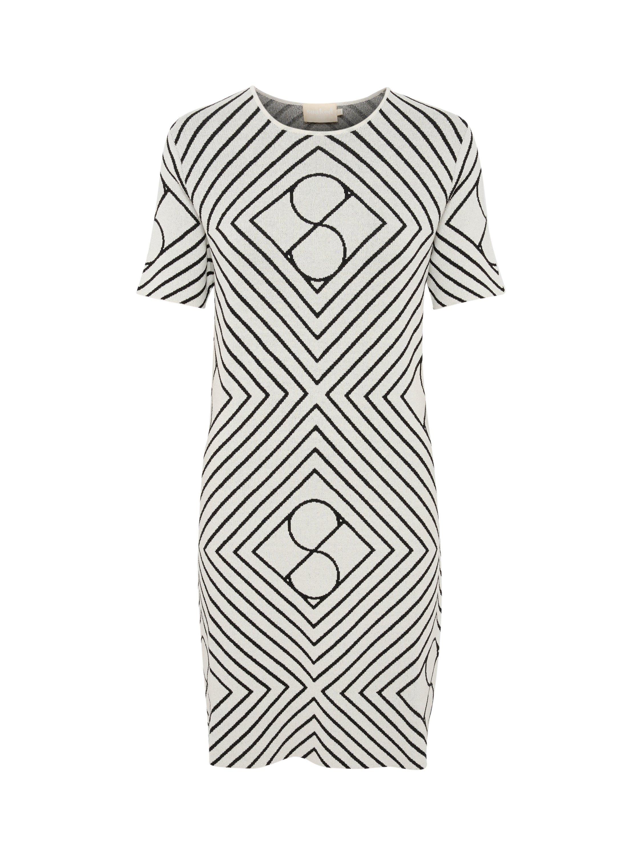 Product image 5 of 6, which shows Soaked In Luxury Clare Monogram Mini Dress, White/Black, S