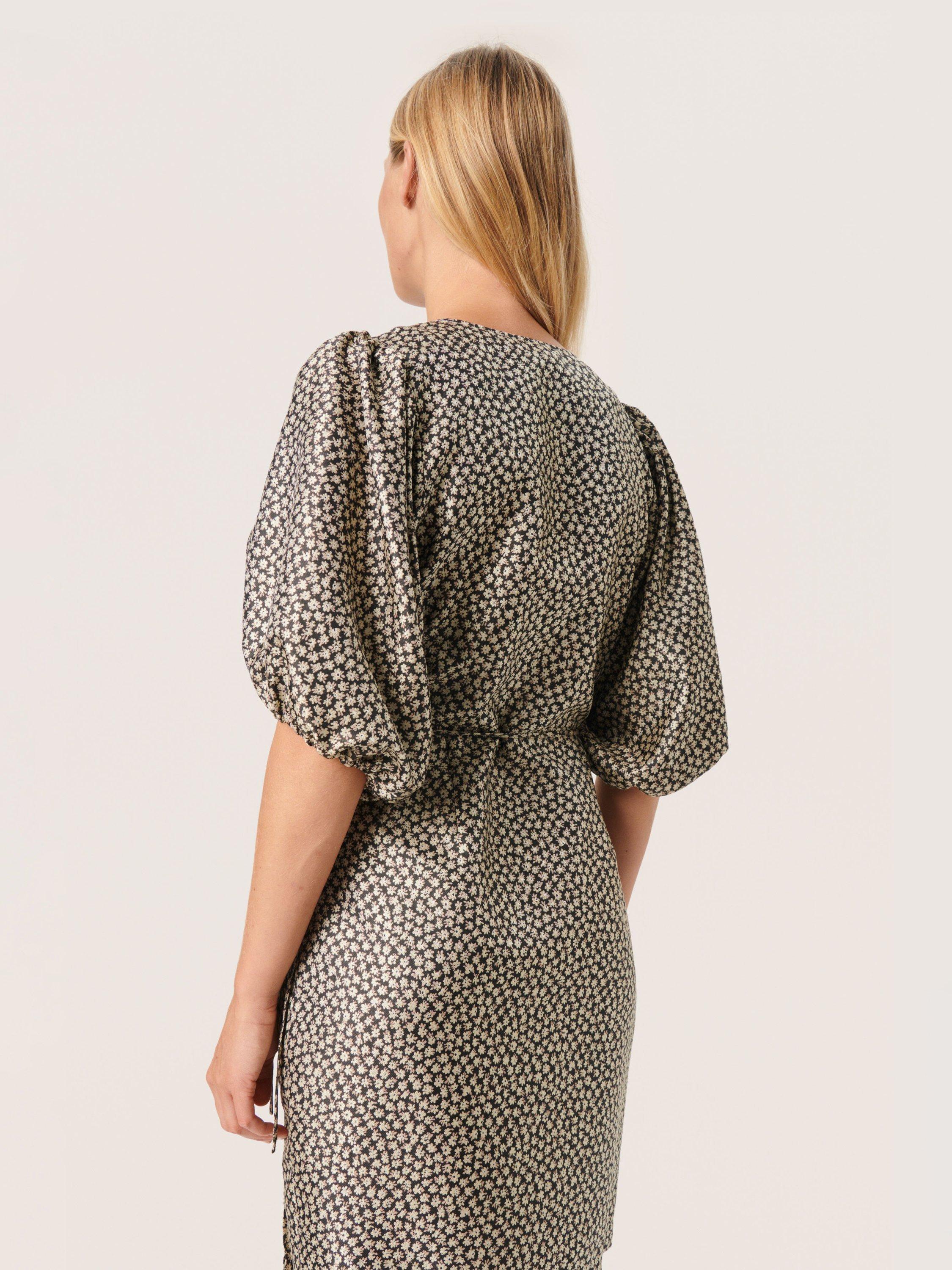 Product image 2 of 6, which shows Soaked In Luxury Kaela Floral Dress, Black/Multi, S