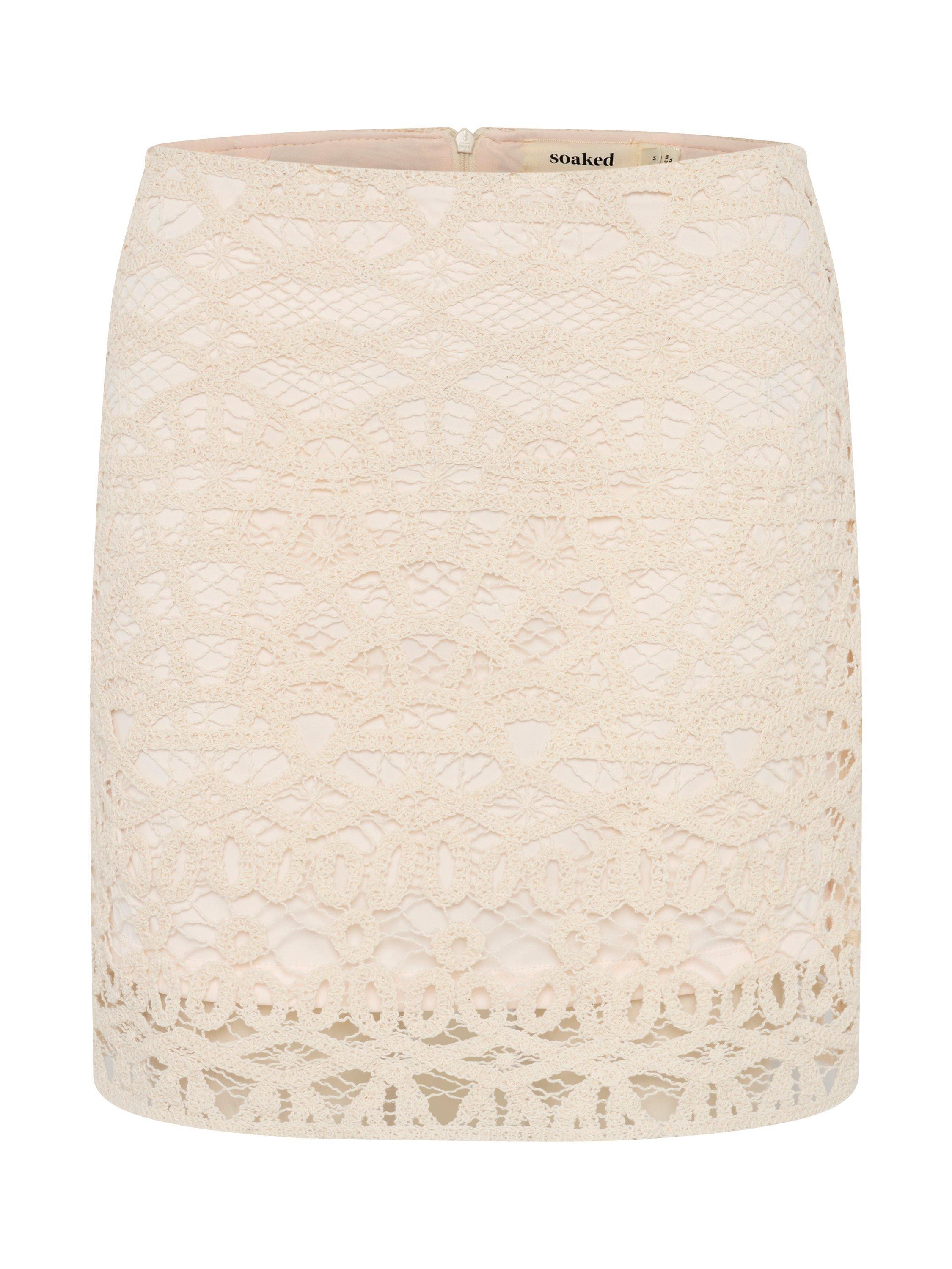 Product image 1 of 2, which shows Soaked In Luxury Nicholina Lace Mini Skirt, Whisper White, L