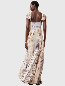 AllSaints Lala Patchwork Maxi Dress, Brown/Multi - view 2, Brown/Multi