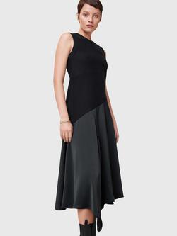AllSaints Pia Organic Cotton Rich Satin Dress, Black, Black