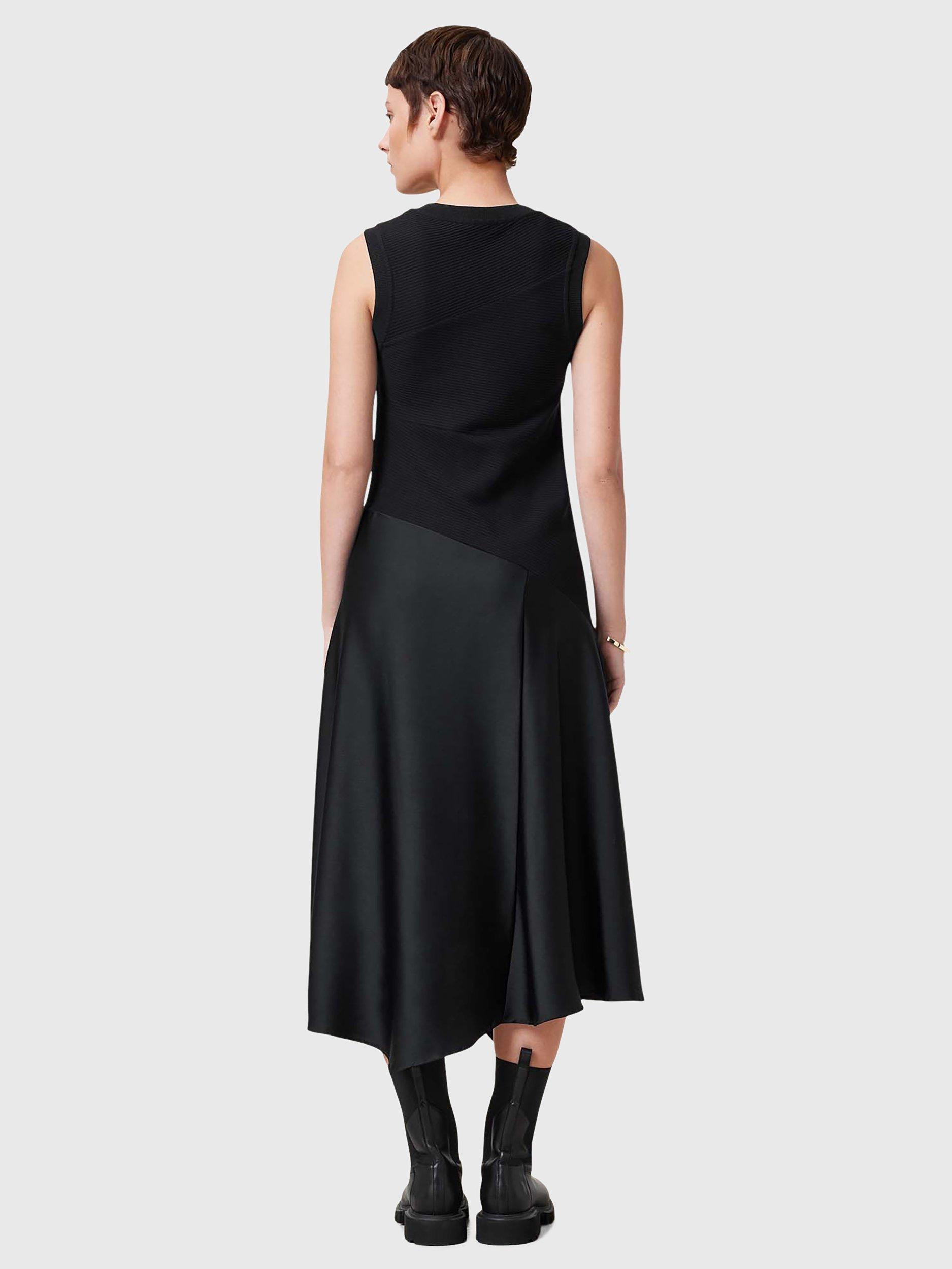 Product image 2 of 8, which shows AllSaints Pia Organic Cotton Rich Satin Dress, Black, 10