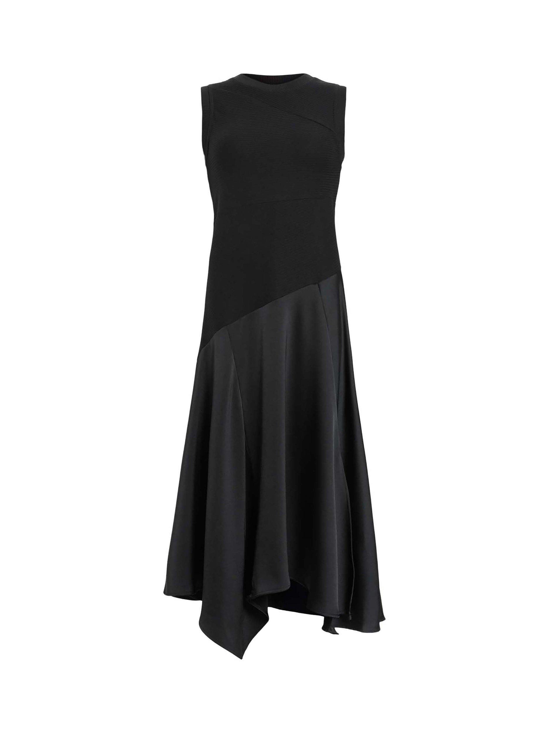 Product image 4 of 8, which shows AllSaints Pia Organic Cotton Rich Satin Dress, Black, 10