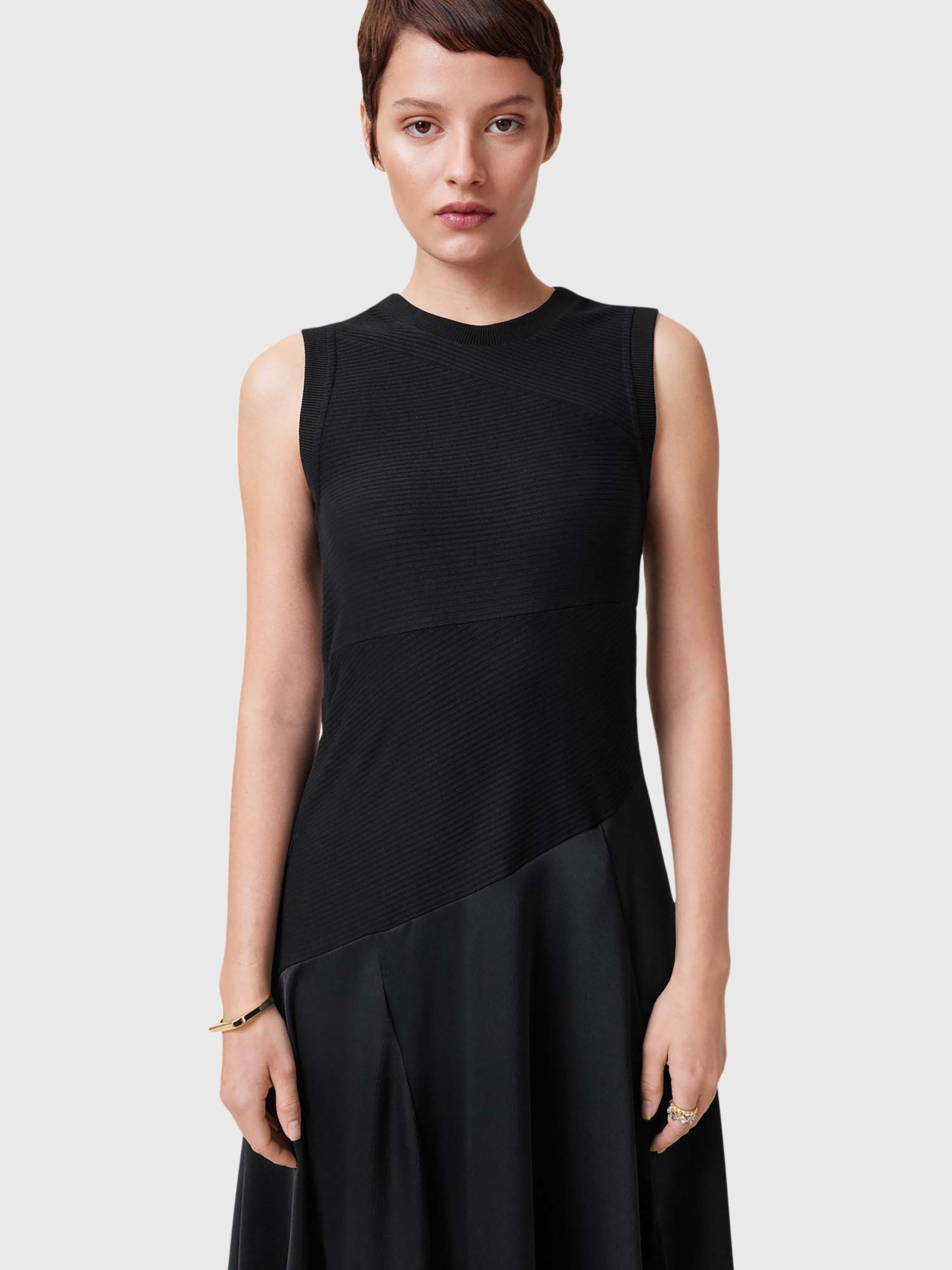 Product image 5 of 8, which shows AllSaints Pia Organic Cotton Rich Satin Dress, Black, 10