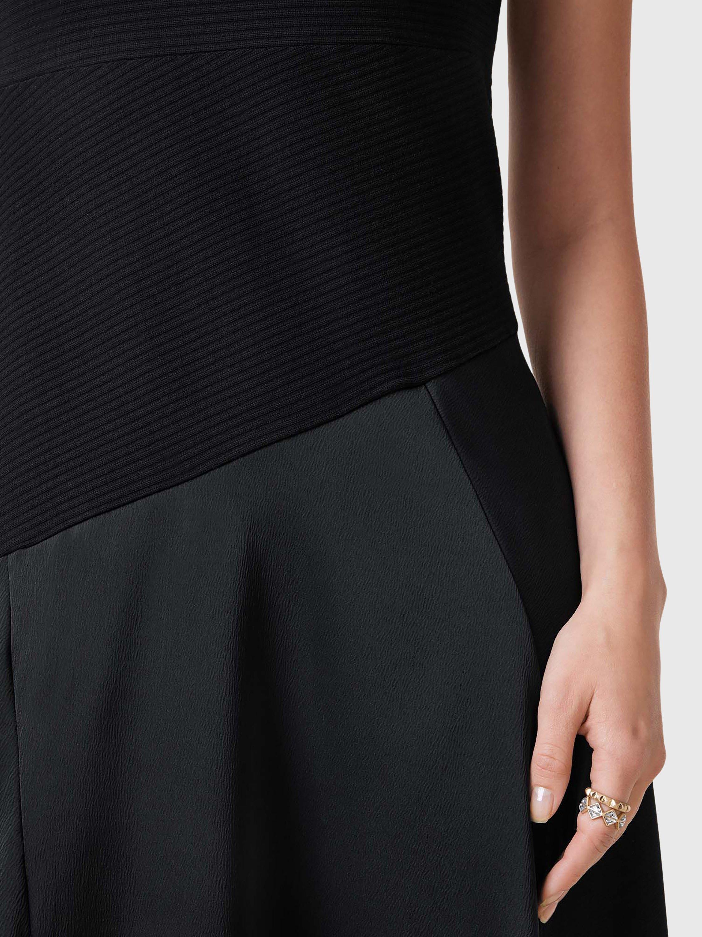 Product image 6 of 8, which shows AllSaints Pia Organic Cotton Rich Satin Dress, Black, 10
