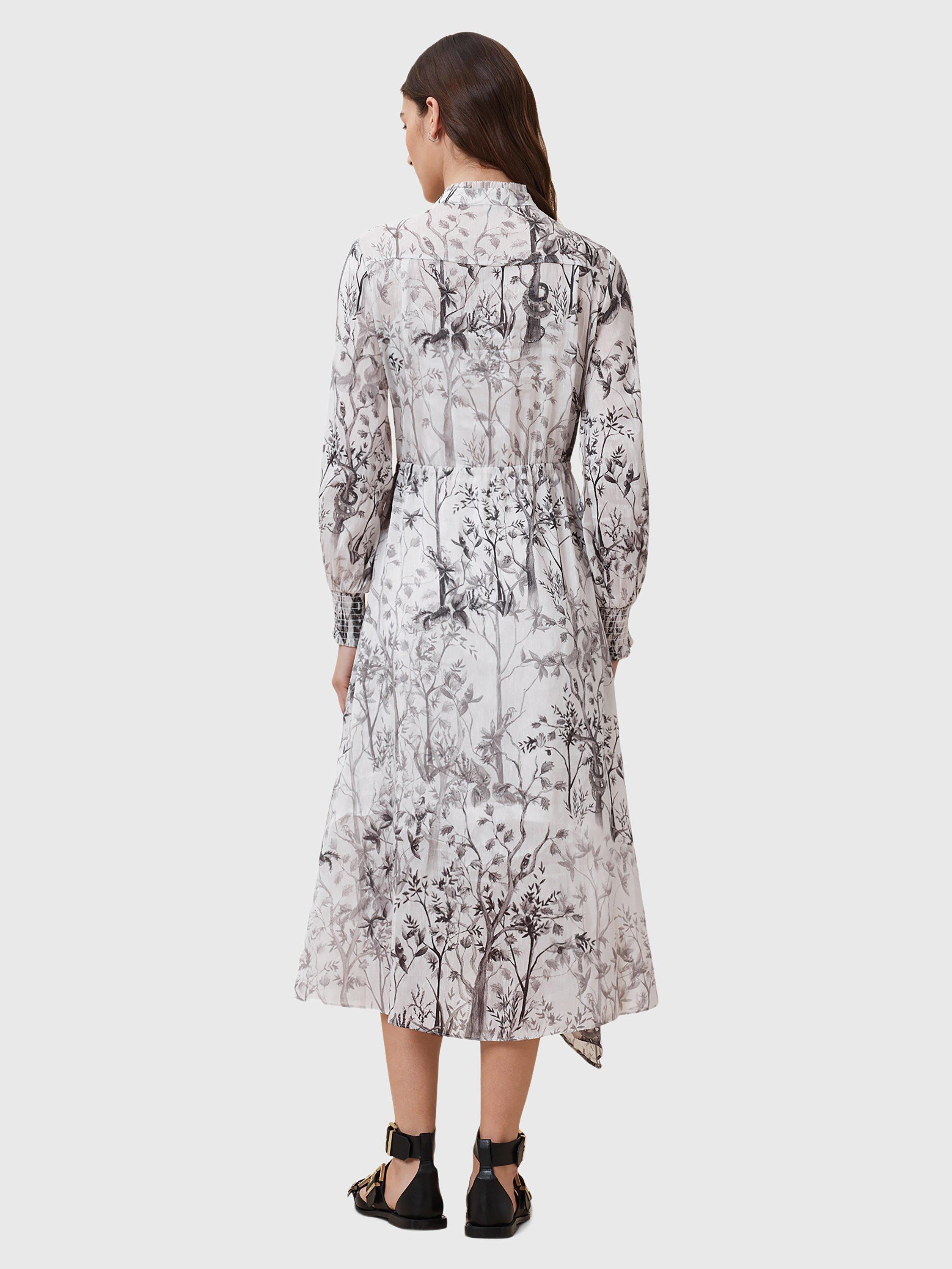 Product image 2 of 8, which shows AllSaints Skylar Floral Linen Rich Maxi Dress, Off White, 6