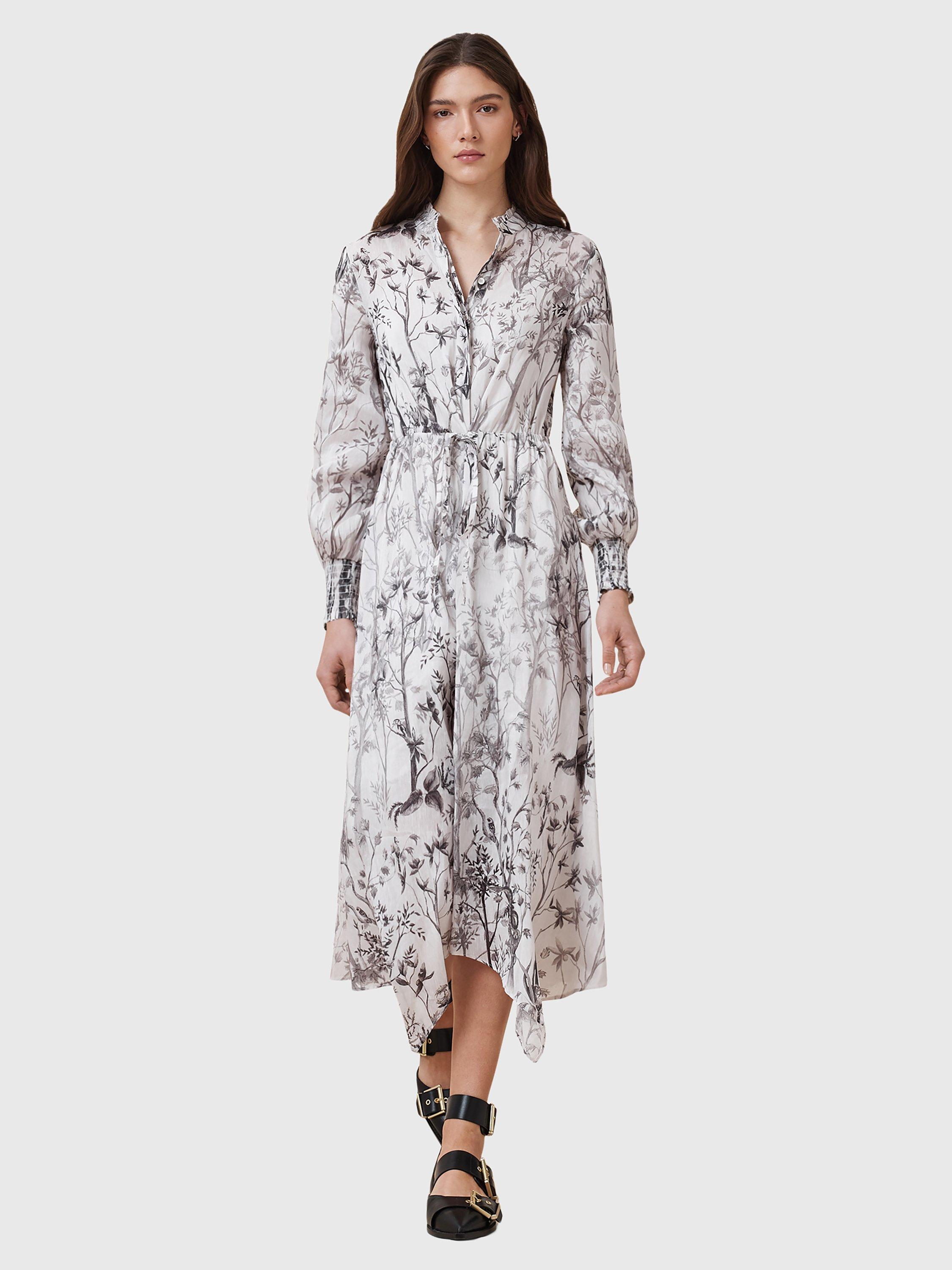 Product image 3 of 8, which shows AllSaints Skylar Floral Linen Rich Maxi Dress, Off White, 6