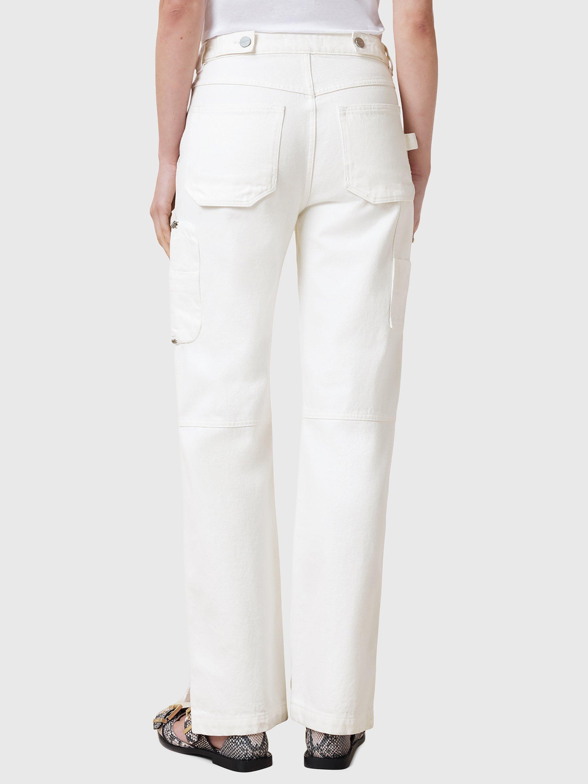 Product image 2 of 8, which shows AllSaints Florence Cargo Jeans, Off White, 25