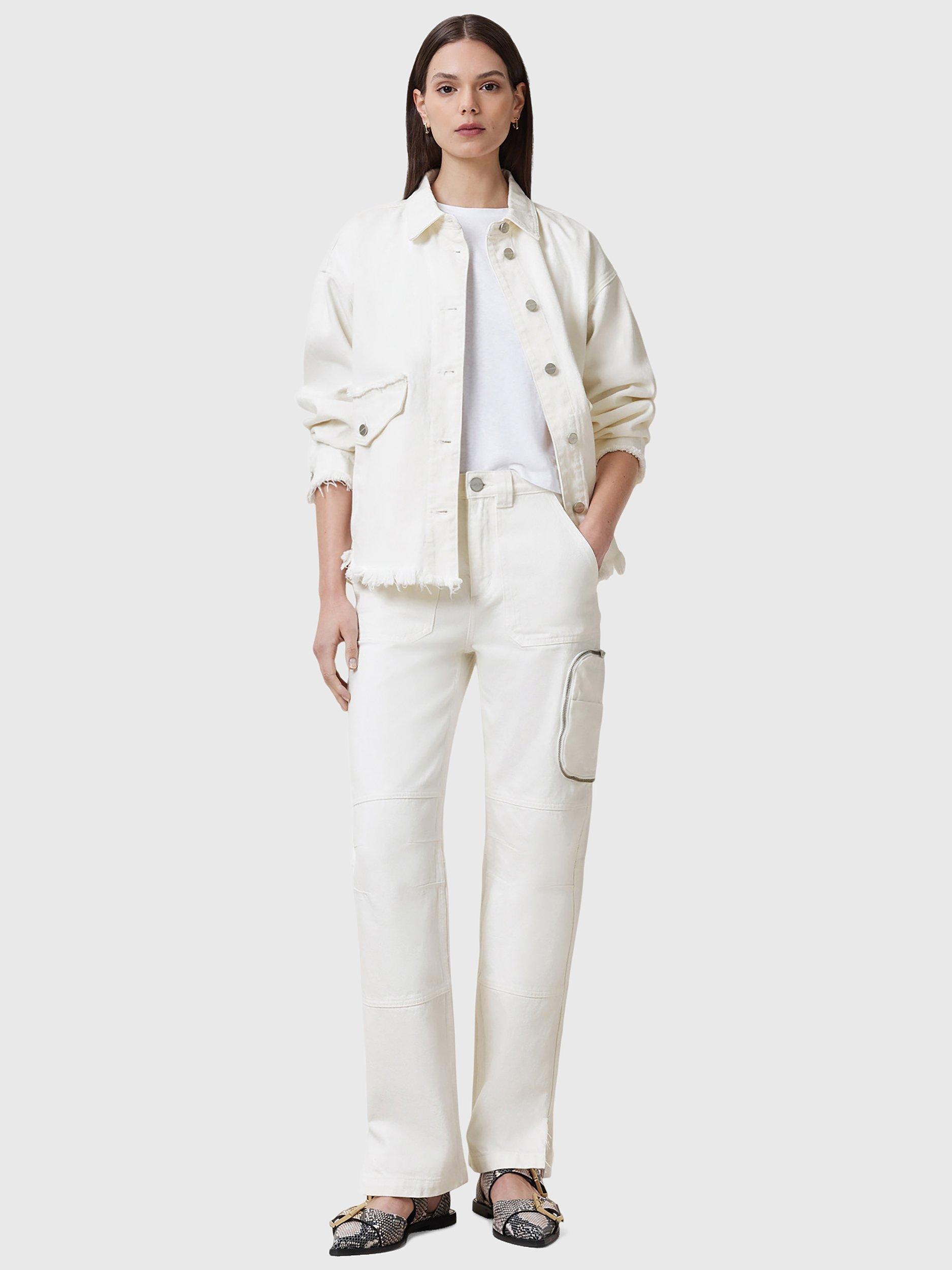Product image 3 of 8, which shows AllSaints Florence Cargo Jeans, Off White, 25