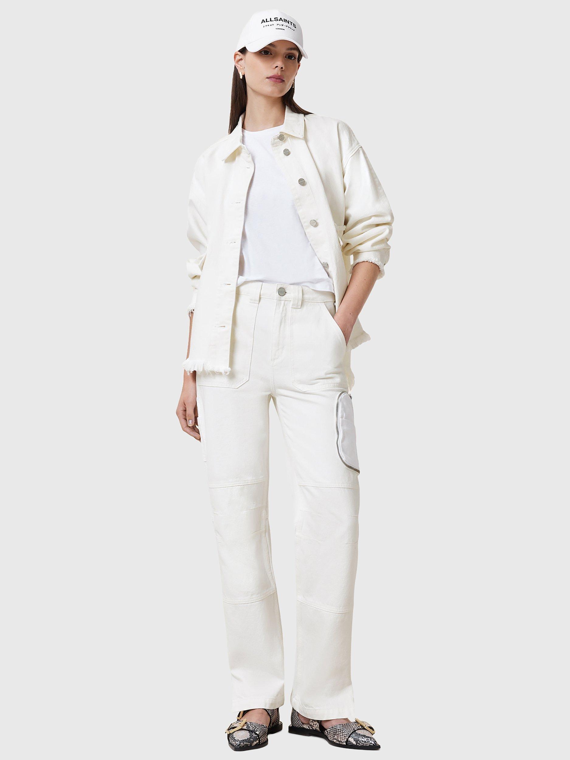 Product image 8 of 8, which shows AllSaints Florence Cargo Jeans, Off White, 25