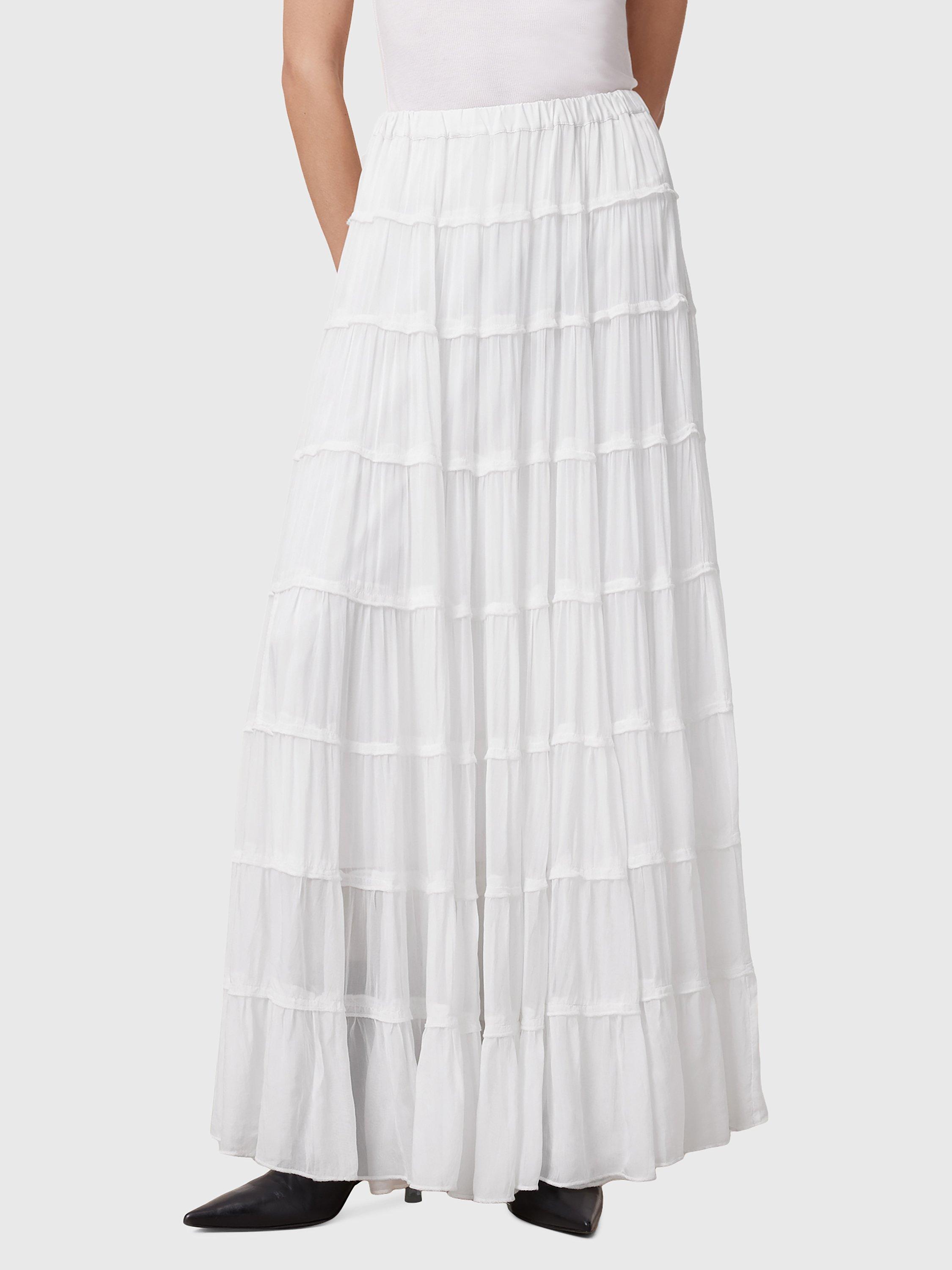 Product image 1 of 7, which shows AllSaints Eva Maxi Skirt, White, 10
