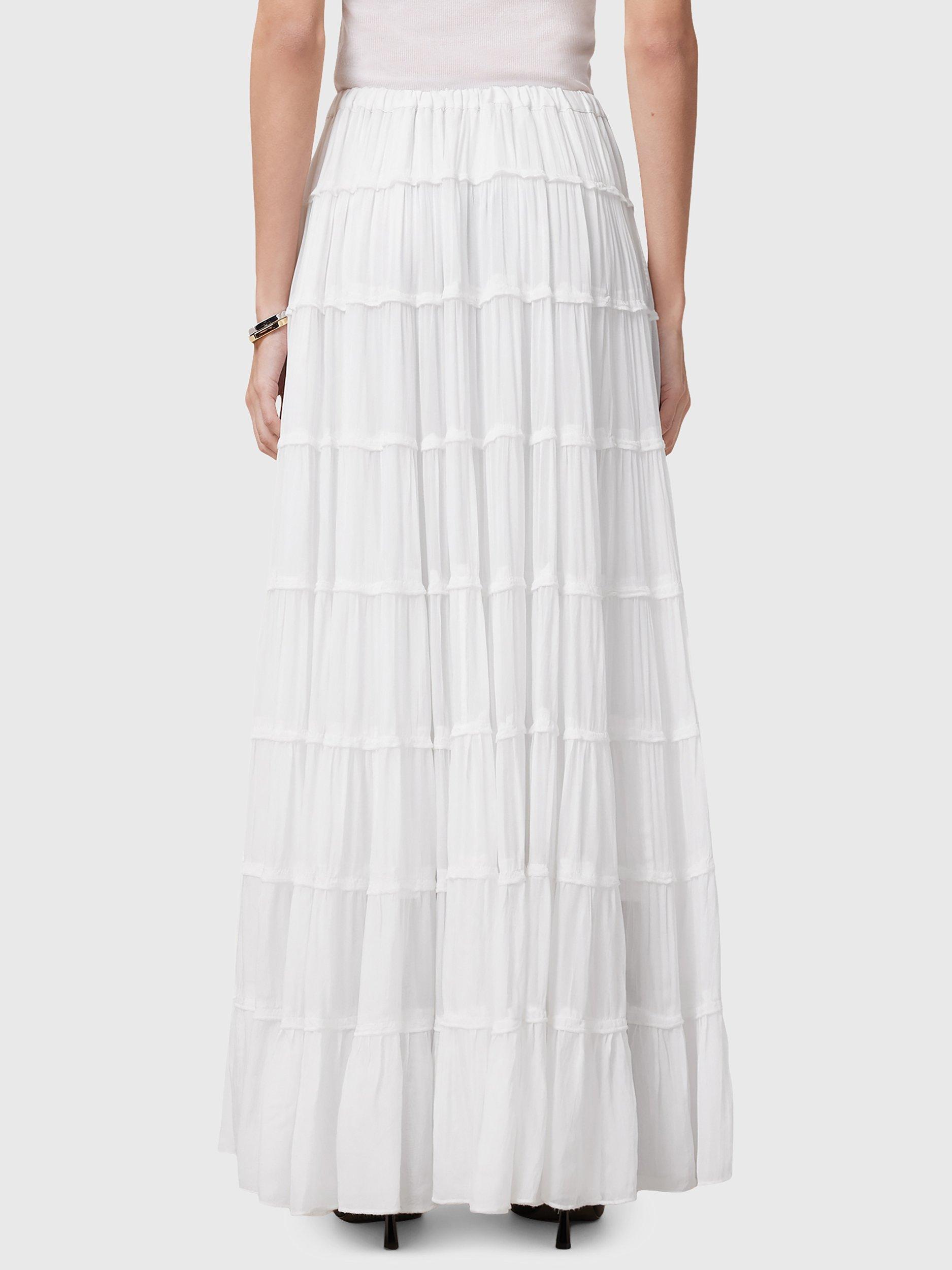 Product image 2 of 7, which shows AllSaints Eva Maxi Skirt, White, 10