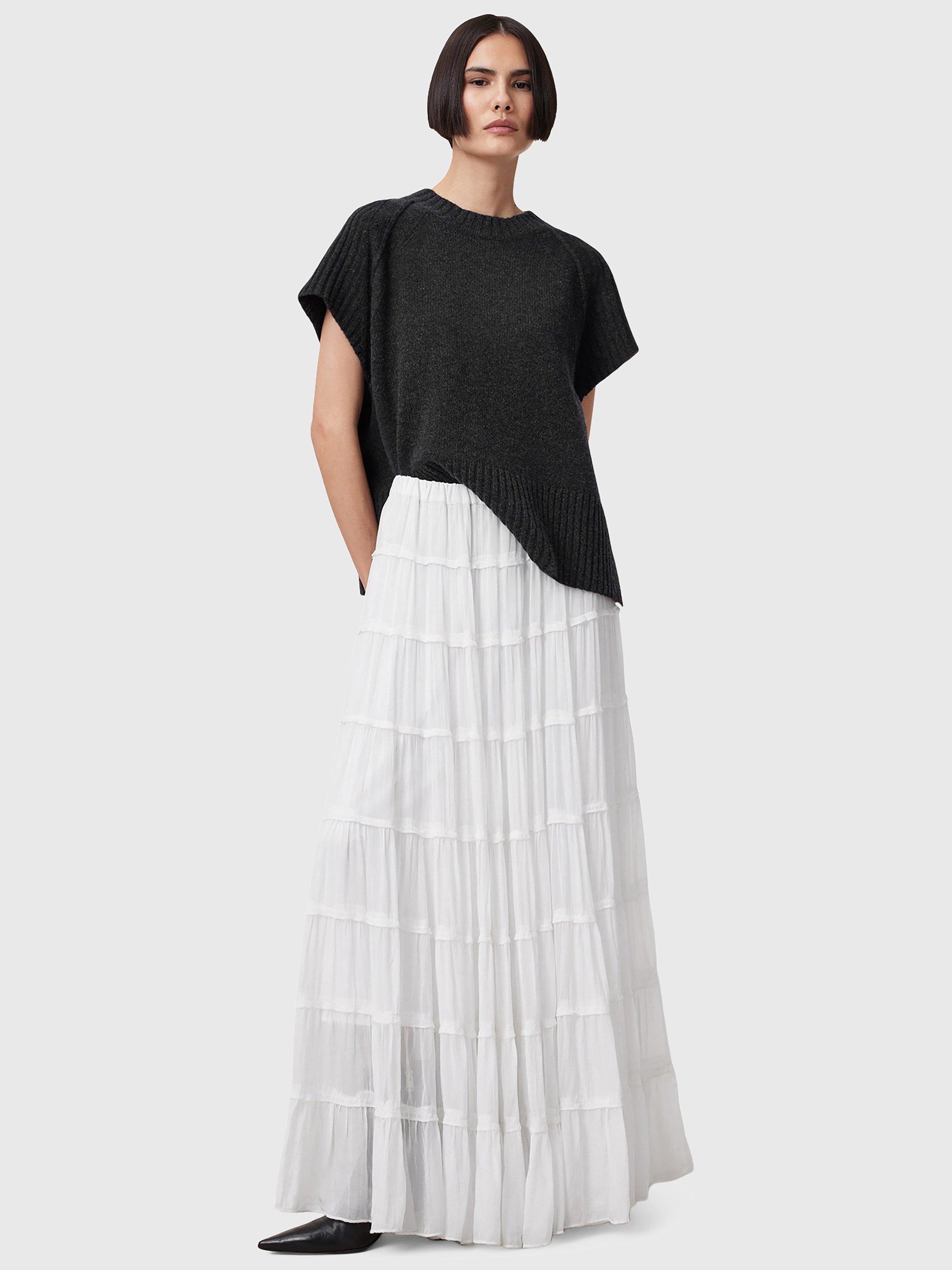Product image 3 of 7, which shows AllSaints Eva Maxi Skirt, White, 10
