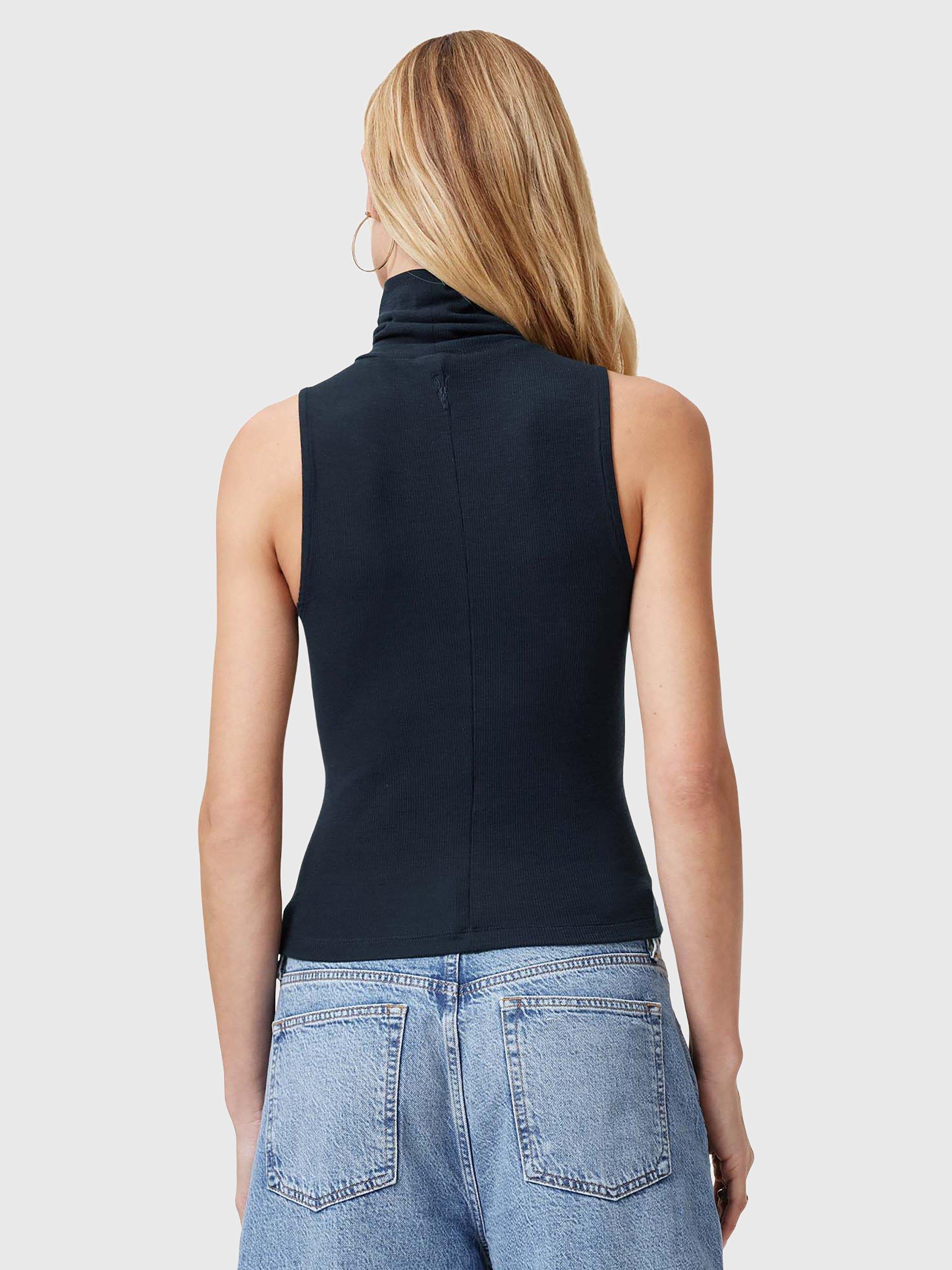Product image 2 of 7, which shows AllSaints Bec Roll Neck Sleeveless Top, Black Oyster, 6