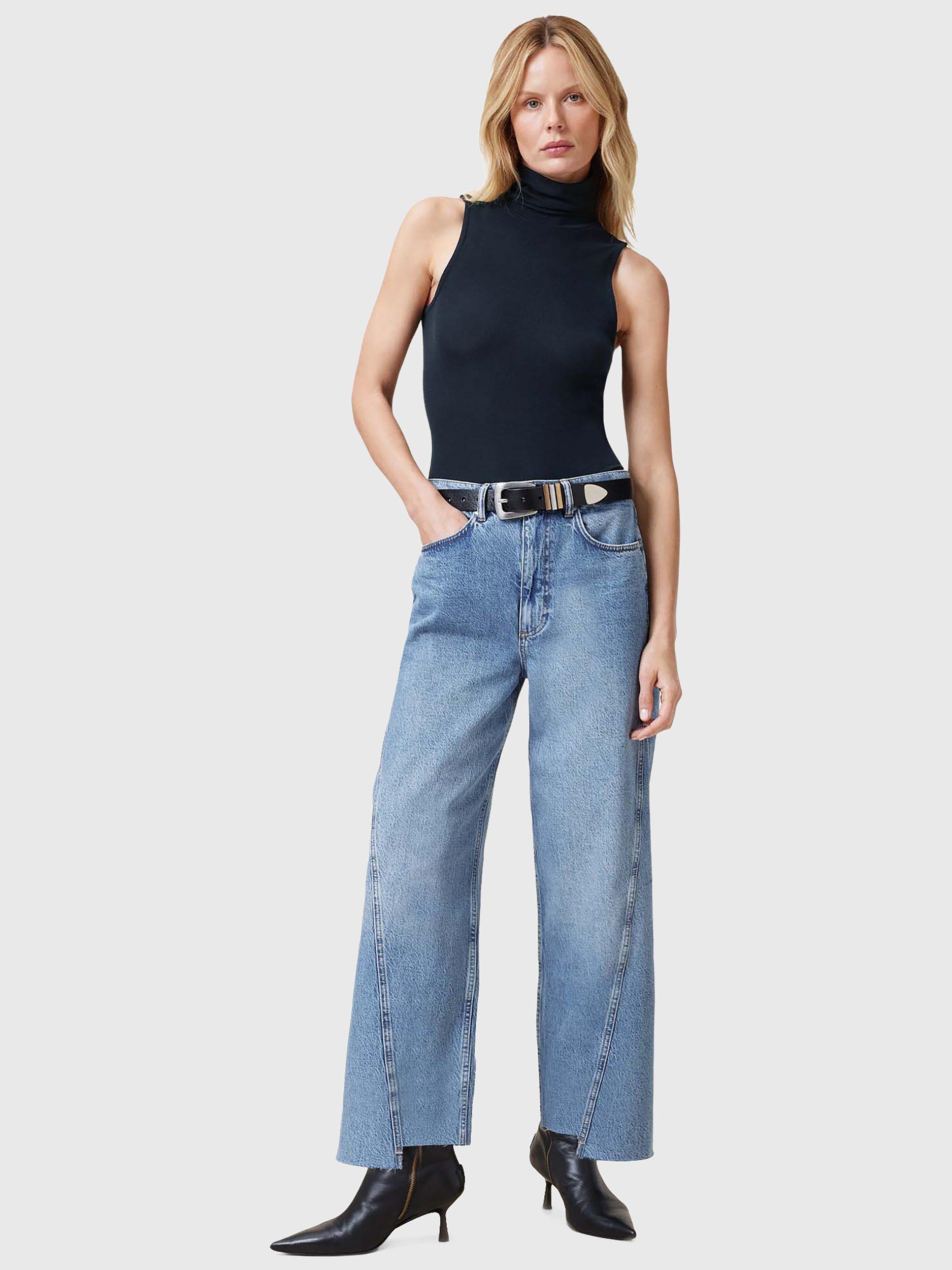 Product image 3 of 7, which shows AllSaints Bec Roll Neck Sleeveless Top, Black Oyster, 6