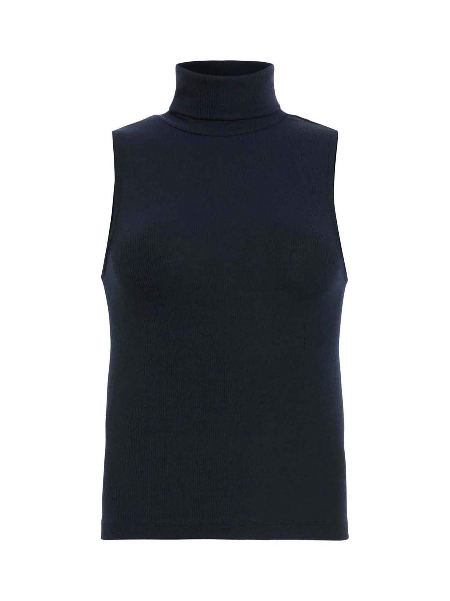Product image 4 of 7, which shows AllSaints Bec Roll Neck Sleeveless Top, Black Oyster, 6