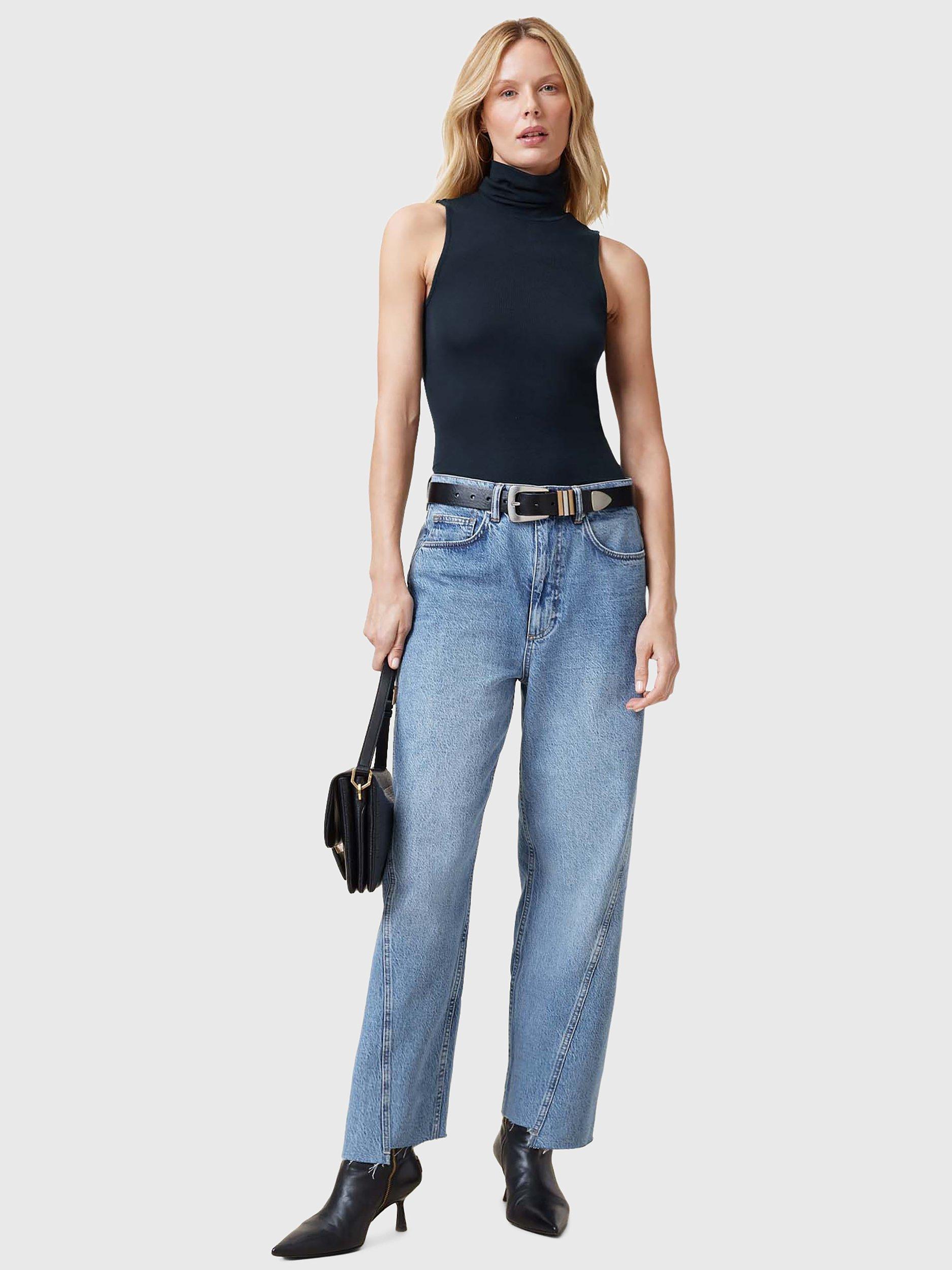Product image 7 of 7, which shows AllSaints Bec Roll Neck Sleeveless Top, Black Oyster, 6