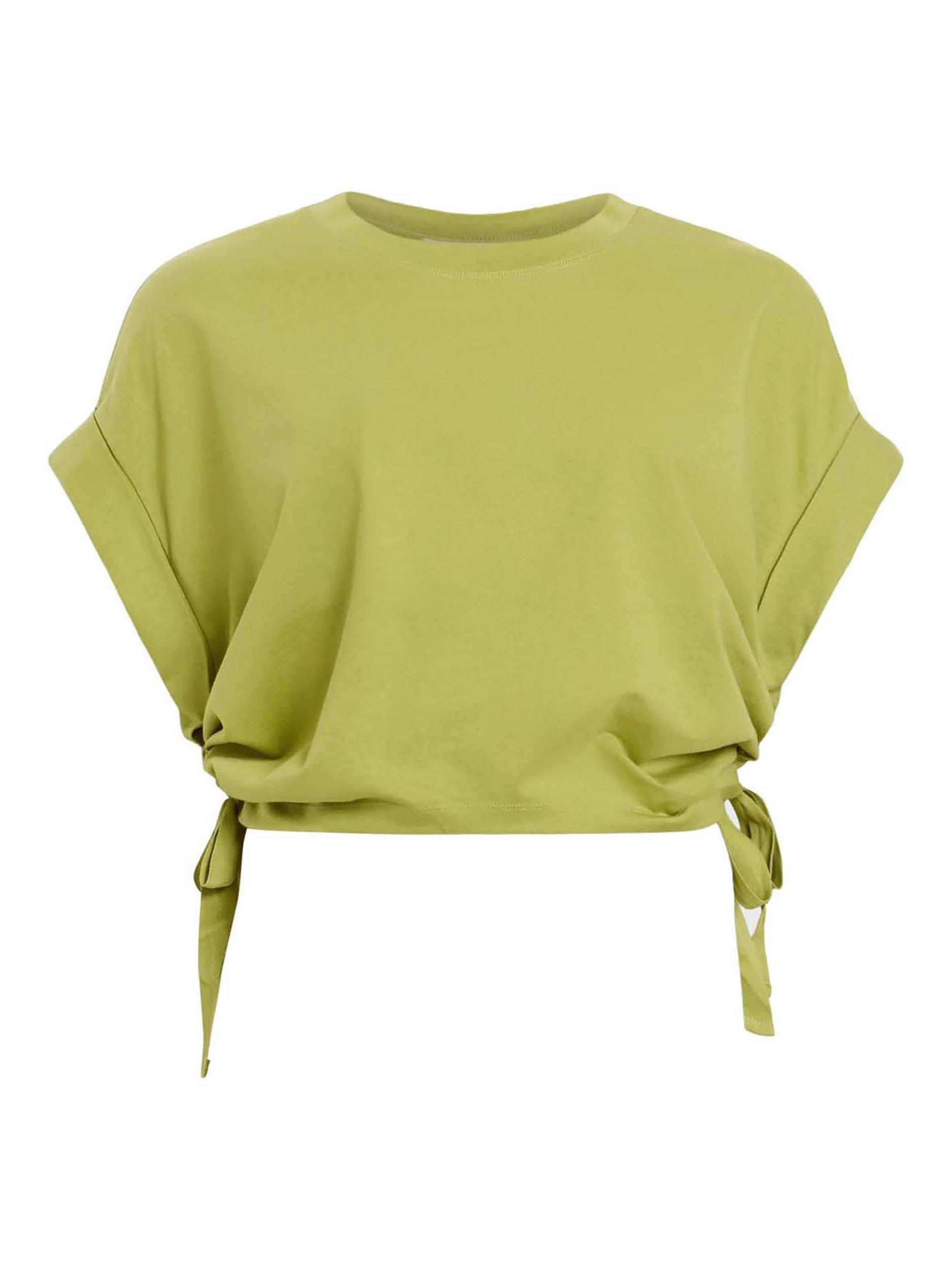 Product image 4 of 7, which shows AllSaints Mira Pure Organic Cotton Ruched T-Shirt, Unity Green, XS