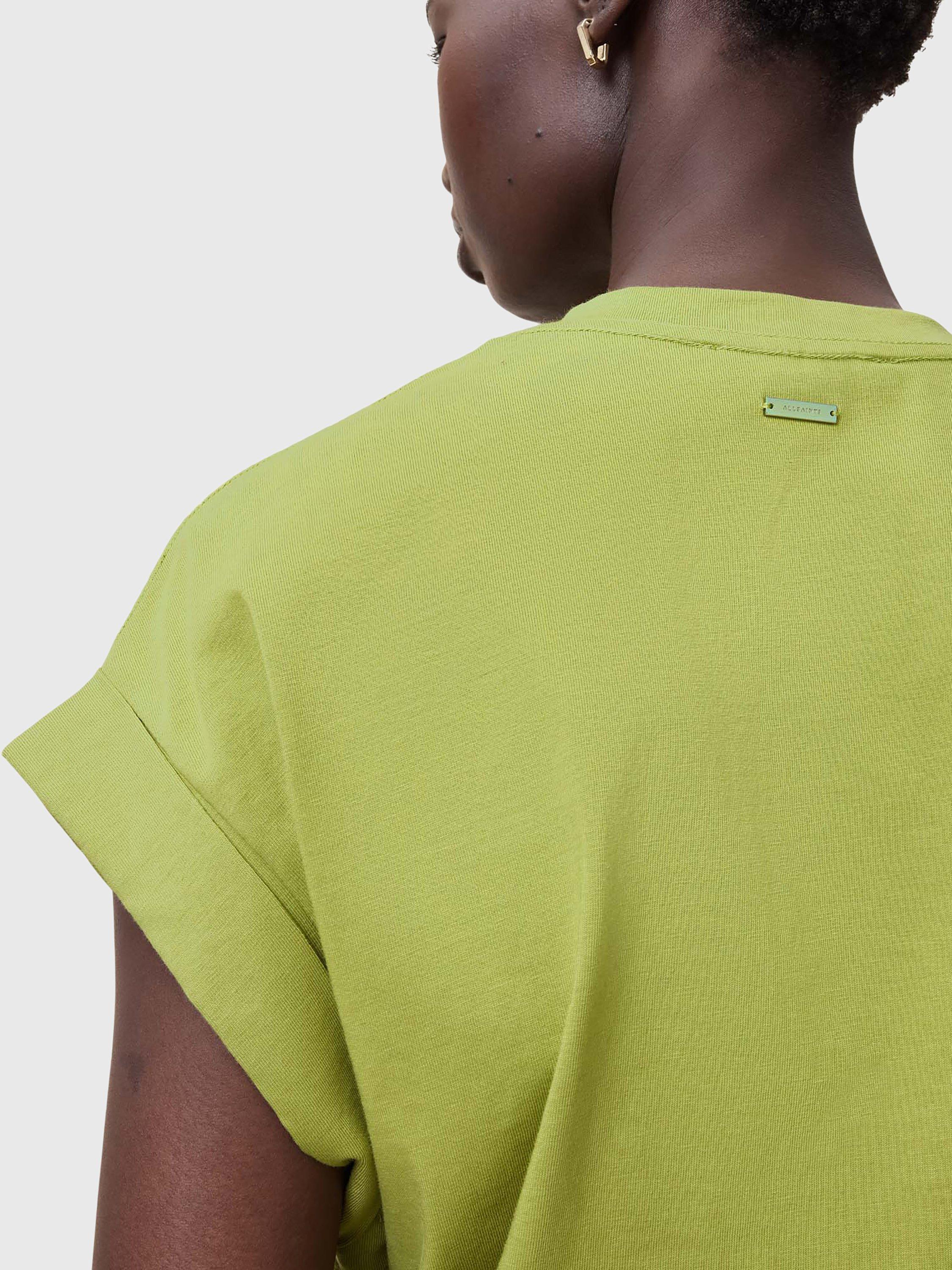 Product image 7 of 7, which shows AllSaints Mira Pure Organic Cotton Ruched T-Shirt, Unity Green, XS