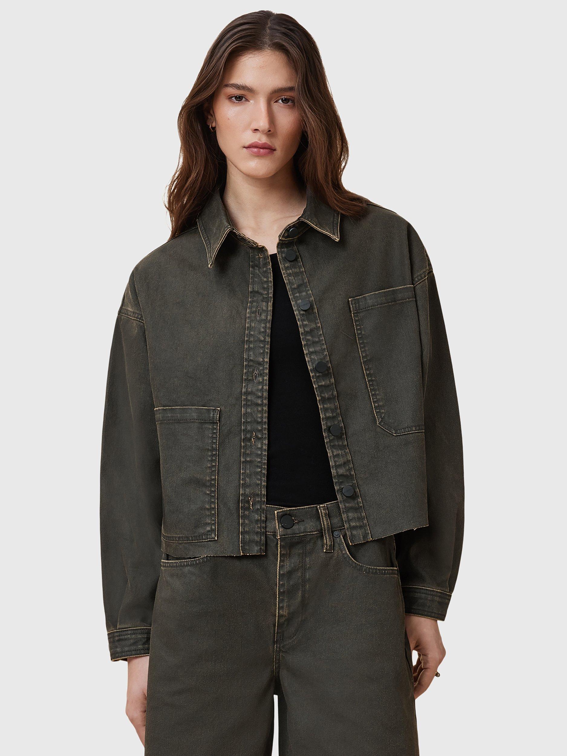 AllSaints Nicky Denim Shacket, Golden Black