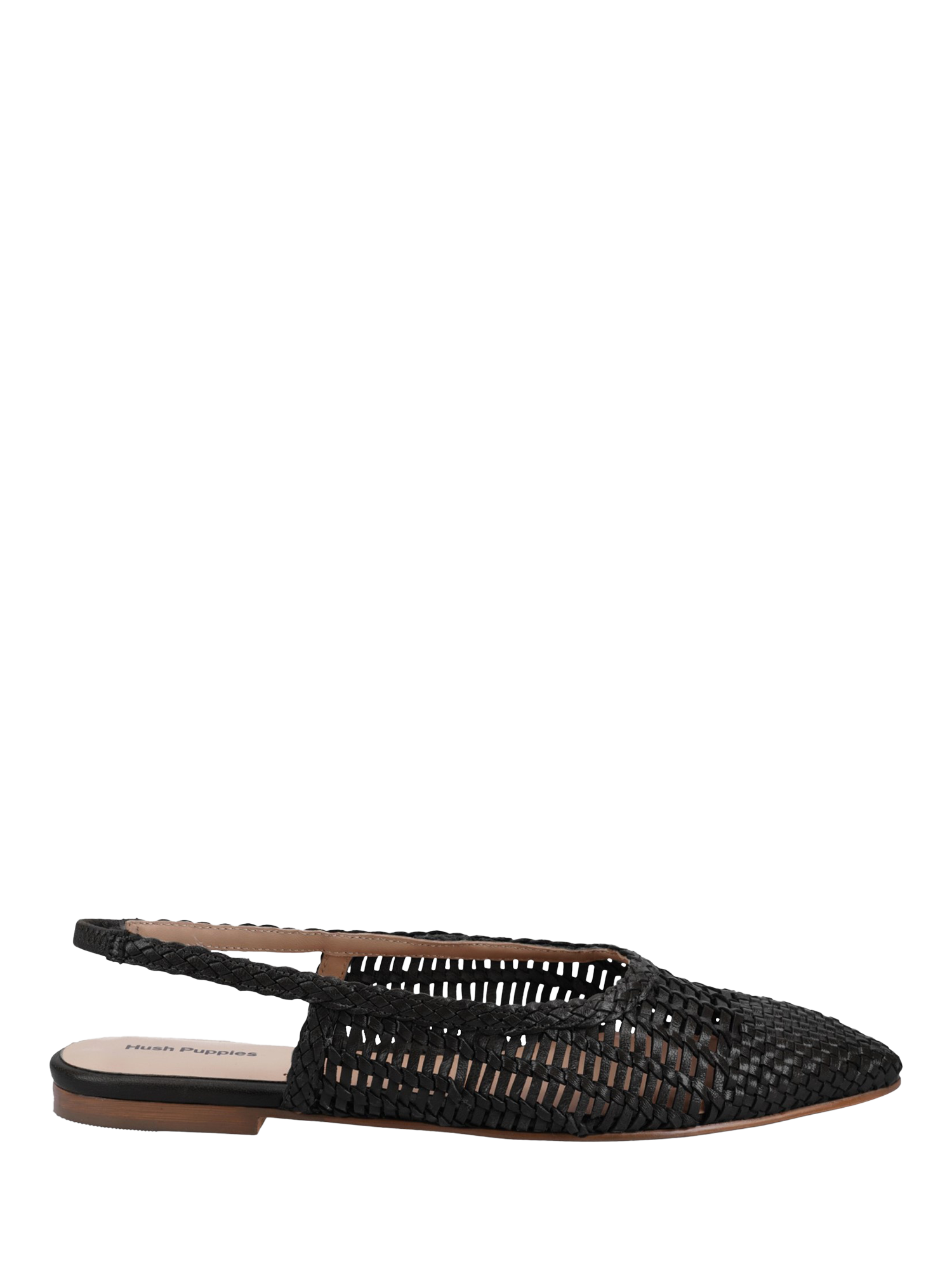Hush Puppies Dalia Leather Woven Slingback Mule Court Shoes, Black