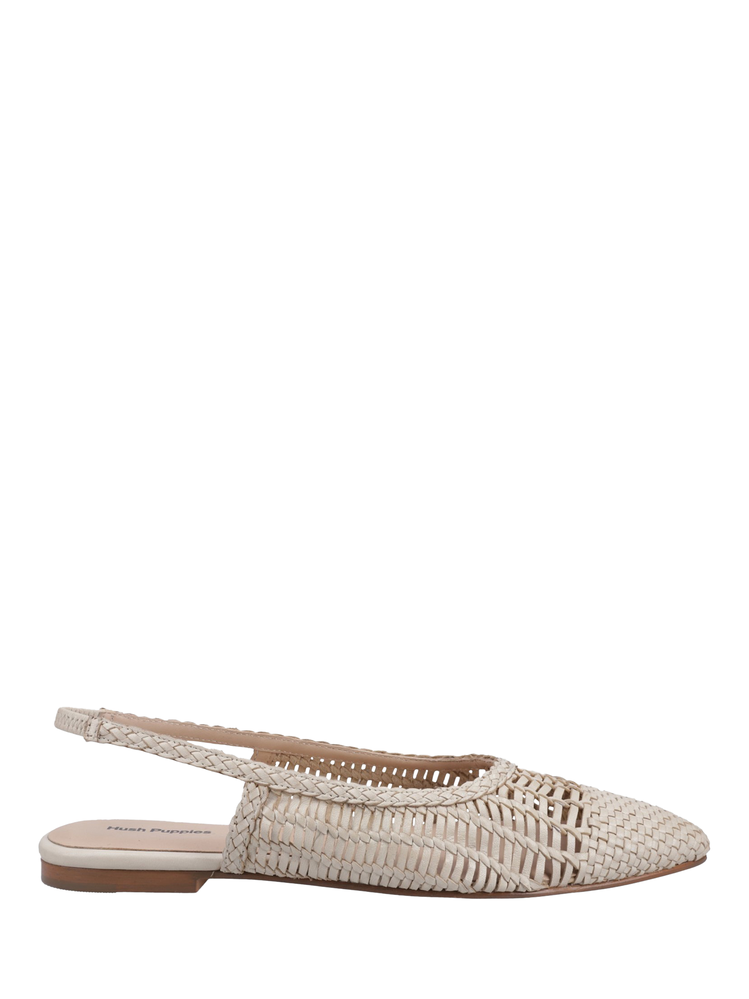 Hush Puppies Dalia Leather Woven Slingback Mule Court Shoes, Cream