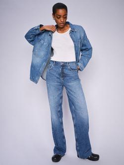 MOS MOSH Relee Chrome Wide Leg Jeans, Mid Blue, Mid Blue