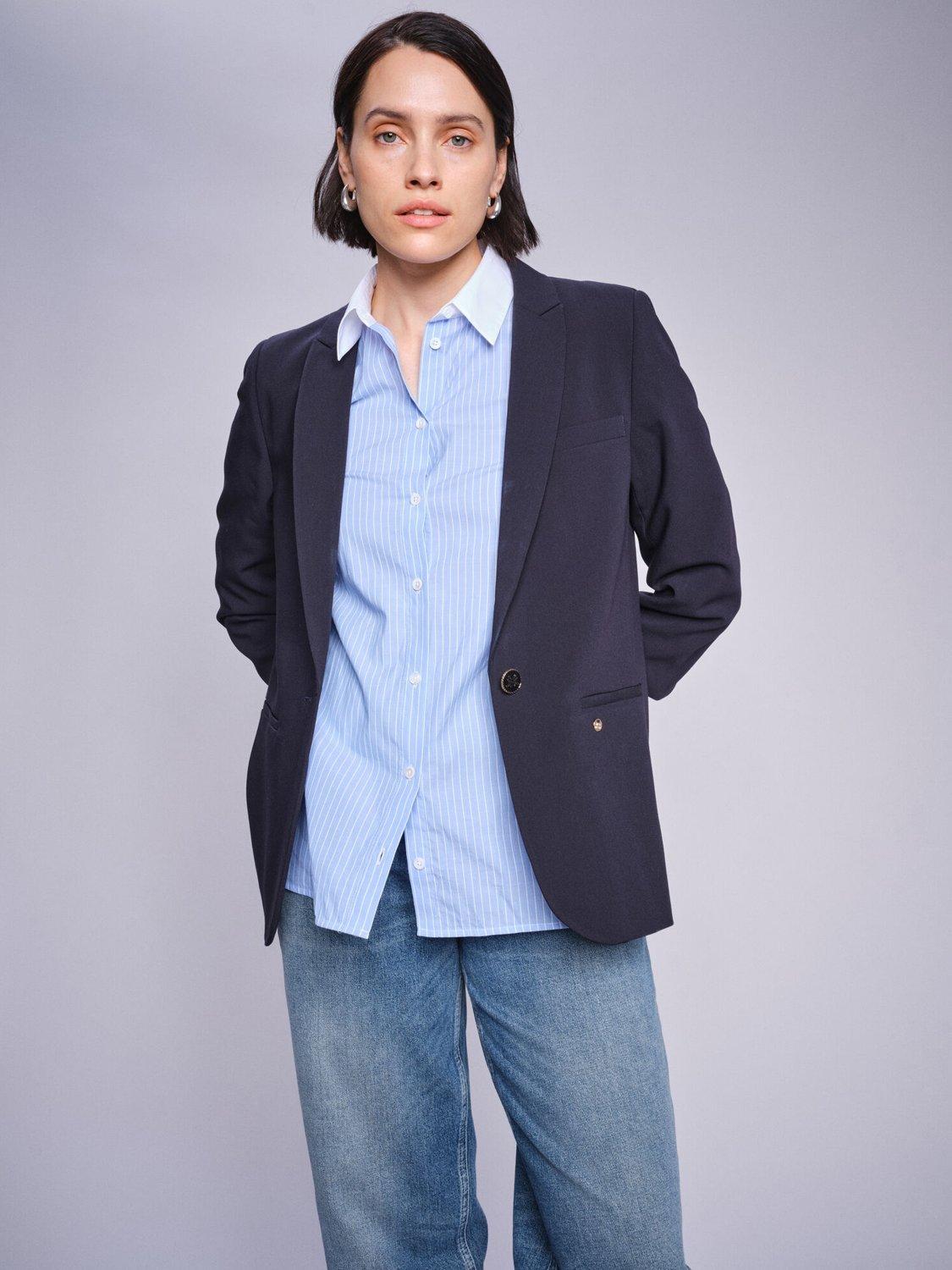 Product image 1 of 3, which shows MOS MOSH Annie Lea Preppy Blazer, Salute Navy, 12