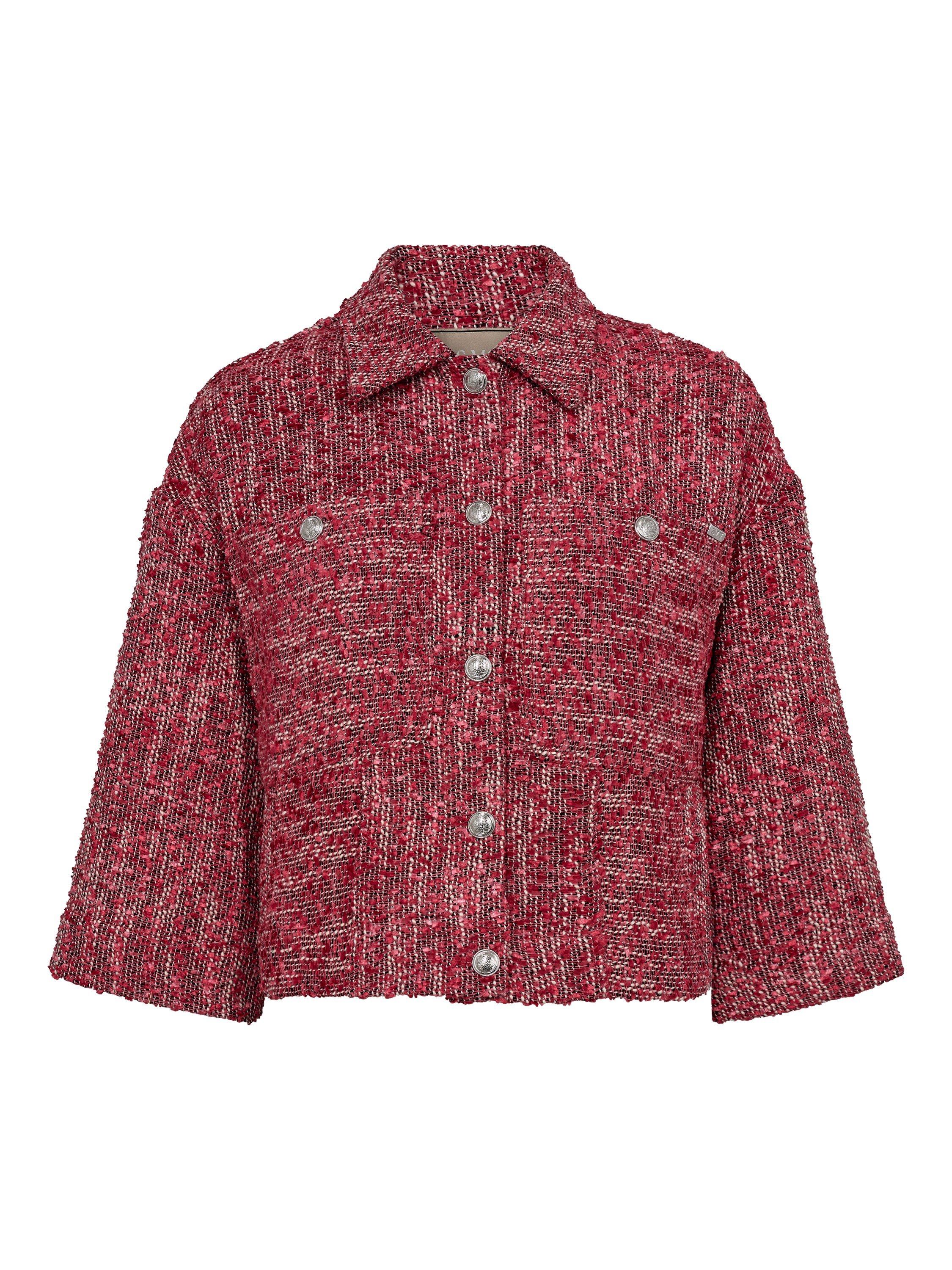 Product image 3 of 6, which shows MOS MOSH Penn Mino Boucle Wide Sleeve Jacket, Mid Red, 8