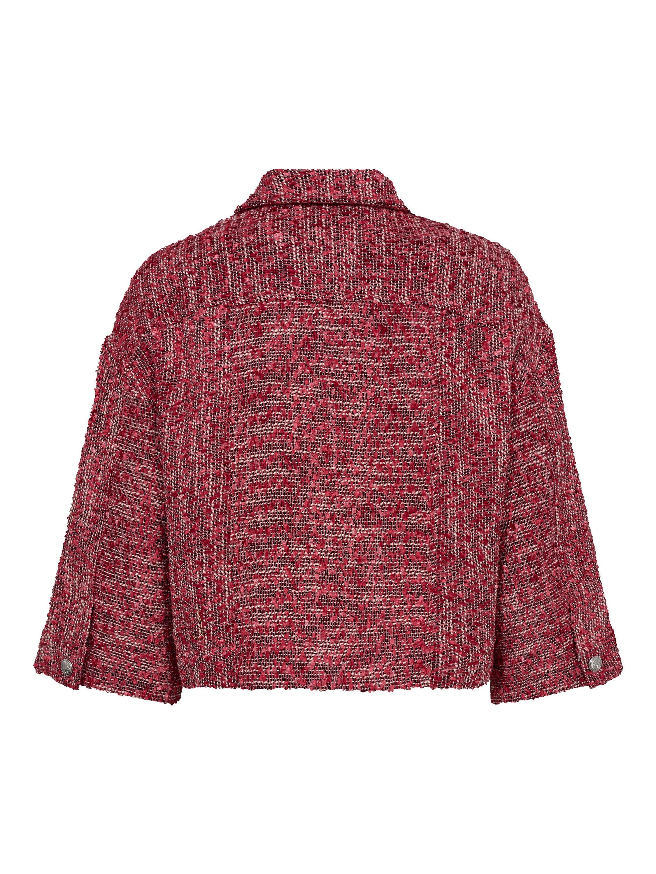 Product image 4 of 6, which shows MOS MOSH Penn Mino Boucle Wide Sleeve Jacket, Mid Red, 8