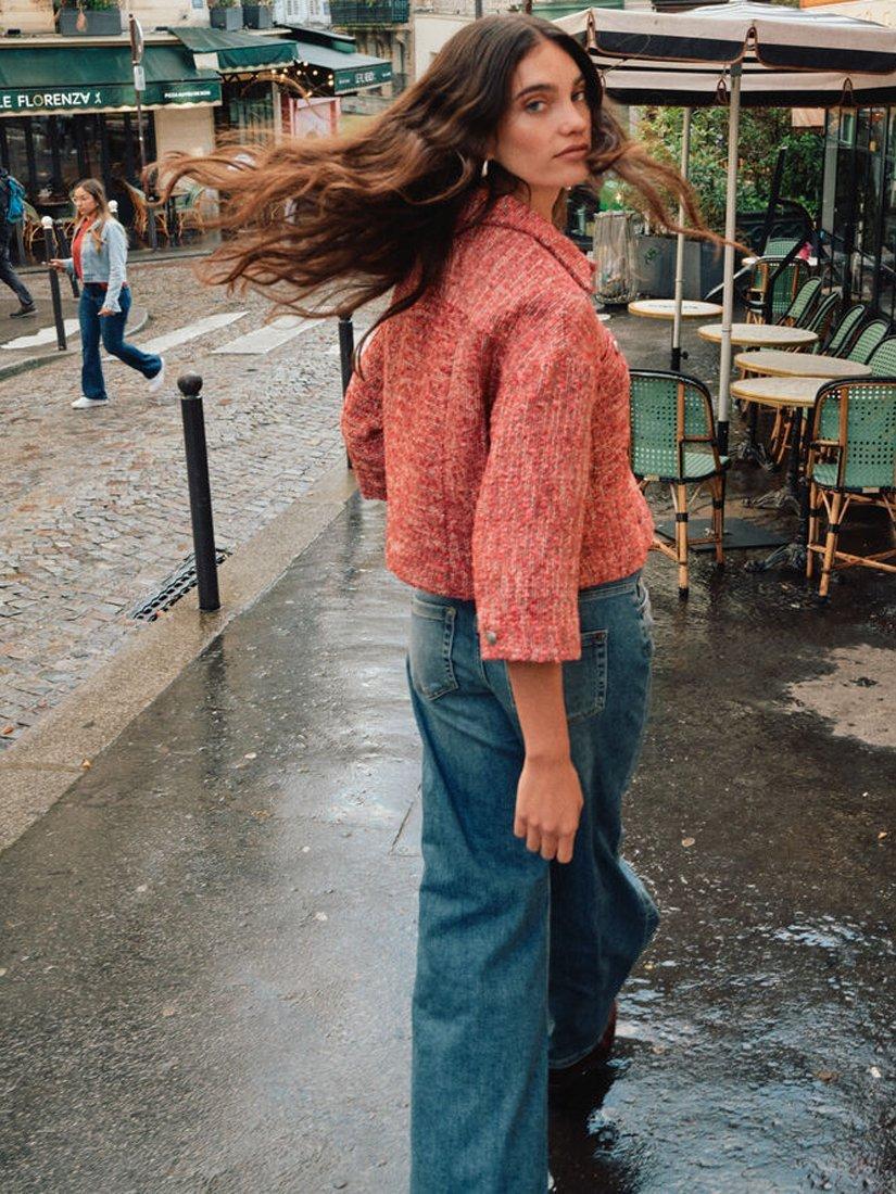 Product image 5 of 6, which shows MOS MOSH Penn Mino Boucle Wide Sleeve Jacket, Mid Red, 8
