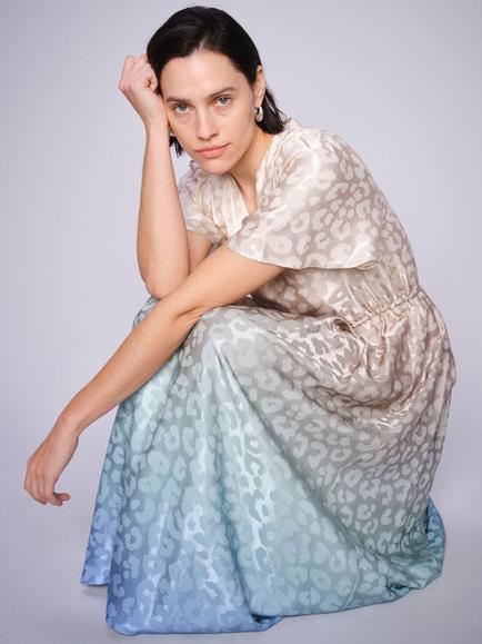 MOS MOSH Sabaro Gradient Jacquard Midi Dress, Hydrangea - view 2, Hydrangea