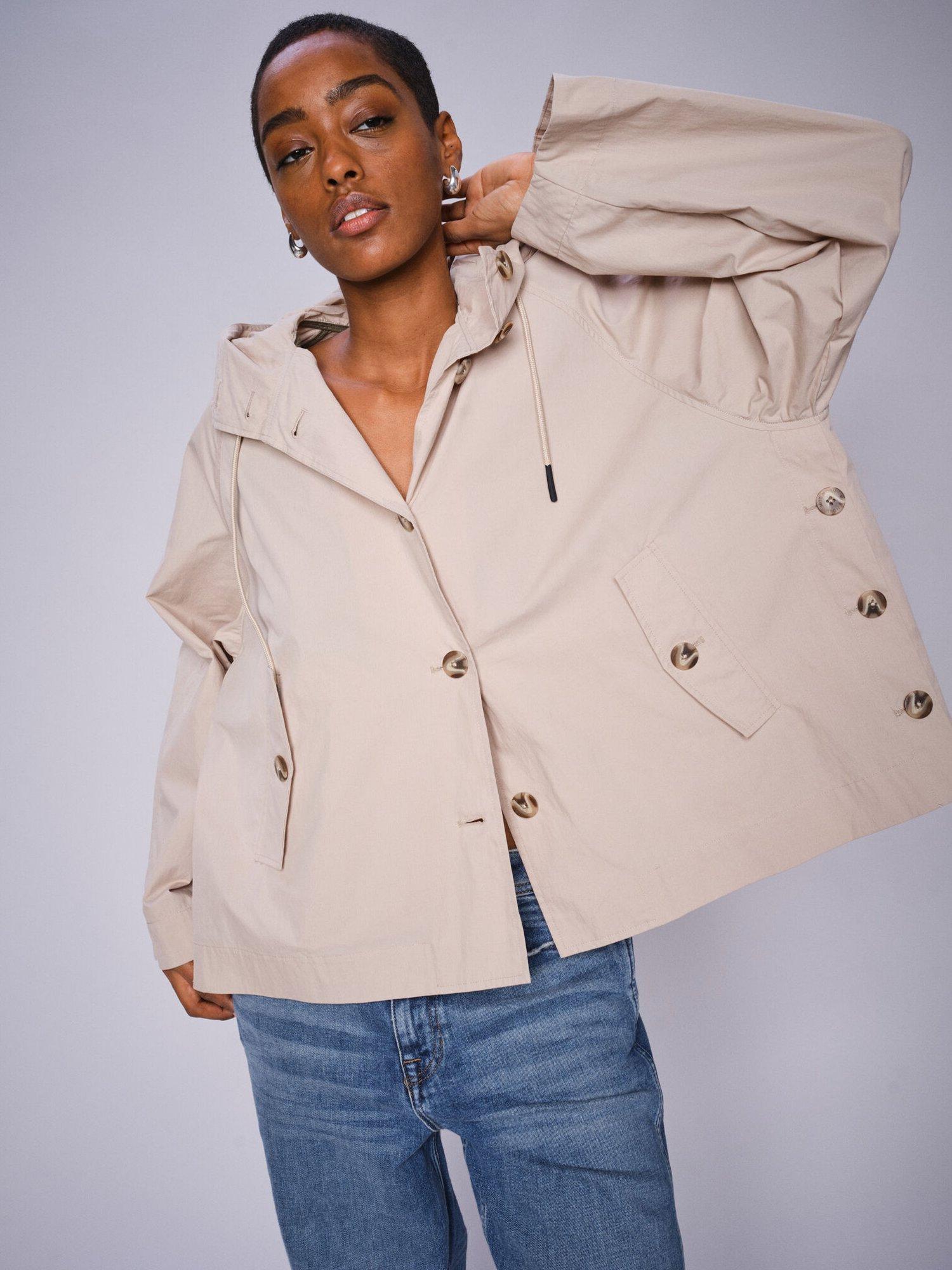 Product image 1 of 4, which shows MOS MOSH Sheena Short Hooded Jacket, Cream Natural, M