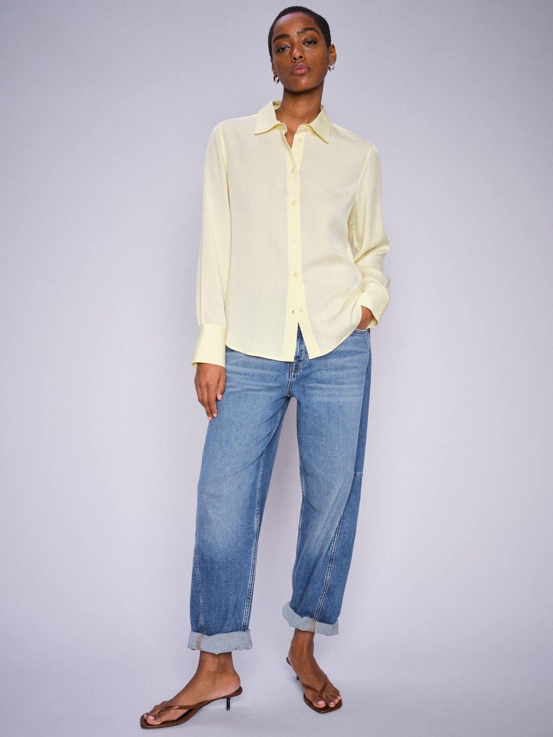 Product image 1 of 4, which shows MOS MOSH Aymen Kyoto Barrel Leg Jeans, Mid Blue, 28R