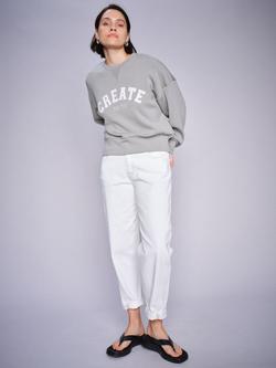 MOS MOSH Aymen Melo Organic Cotton Rich Barrel Leg Jeans, White, White